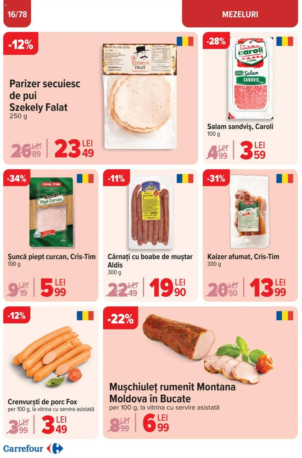 Catalog Carrefour 26 Martie - 1 Aprilie 2025 | Pagina 17 | Produse: Crenvurști, Salam, Șuncă, Muștar