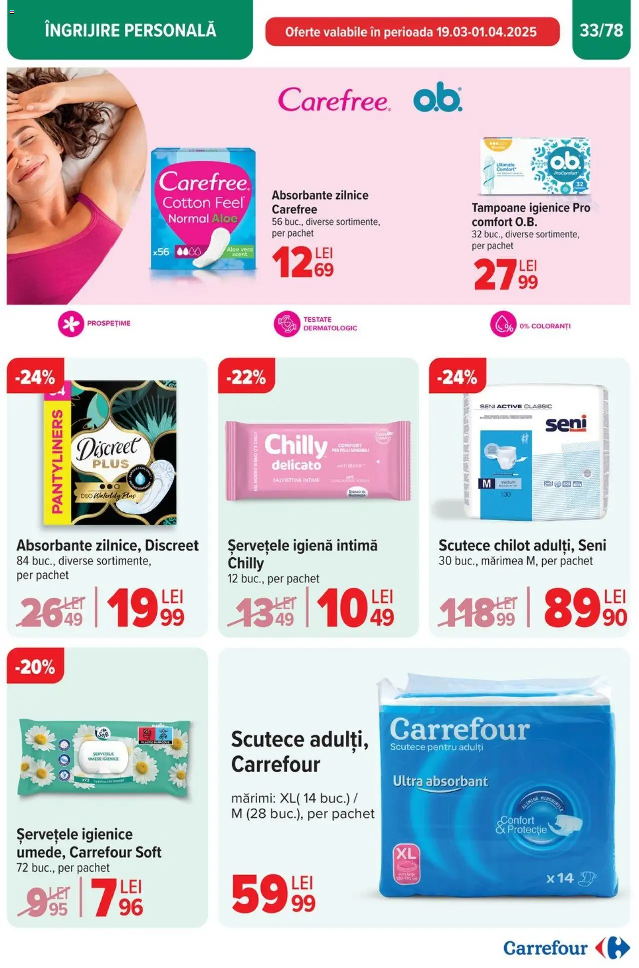 Catalog Carrefour 26 Martie - 1 Aprilie 2025 | Pagina 34 | Produse: Aloe vera, Absorbante, Scutece, Tampoane