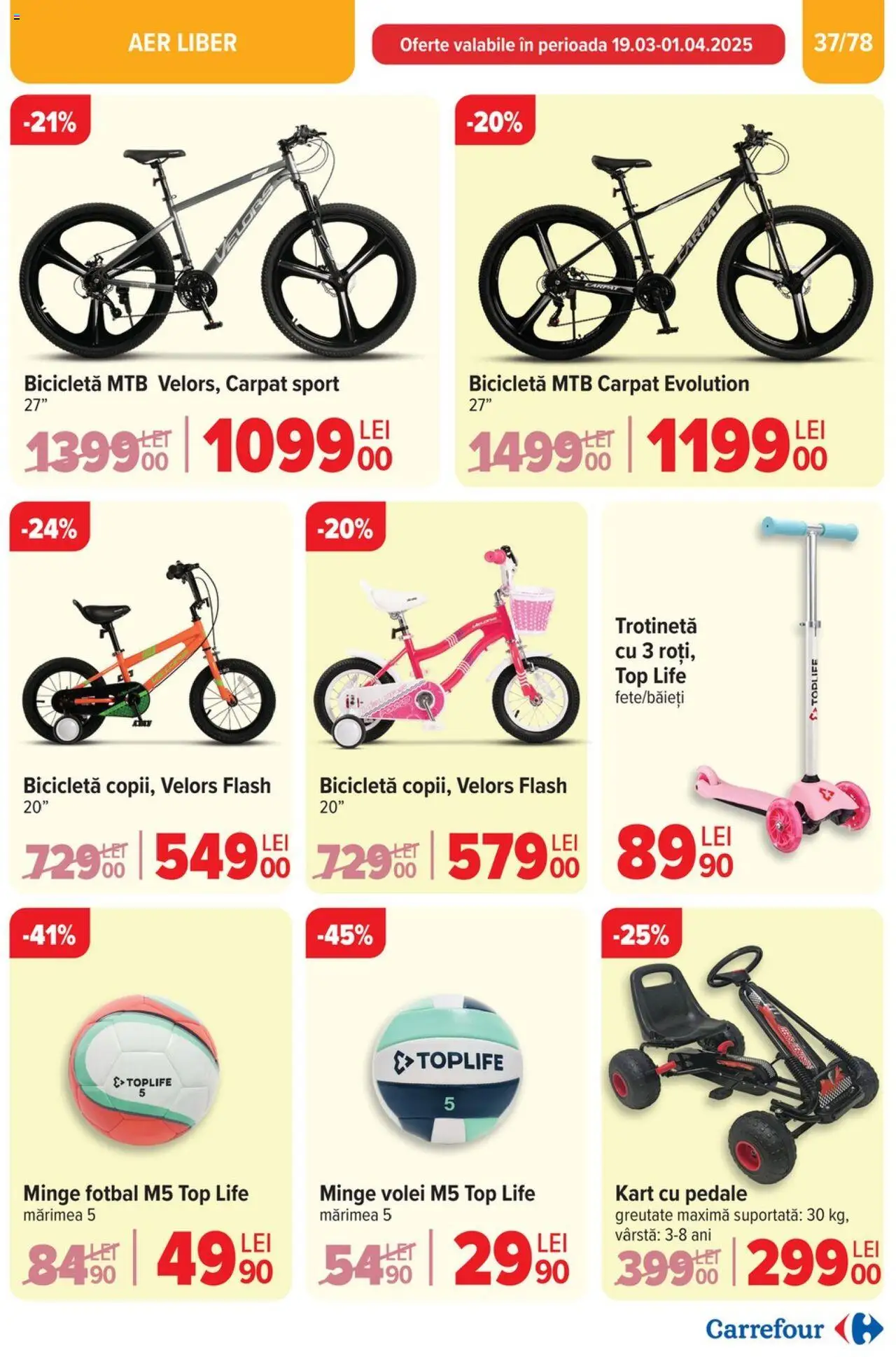Catalog Carrefour 26 Martie - 1 Aprilie 2025 | Pagina 38 | Produse: Top, Trotinetă, Dana kuşbaşı