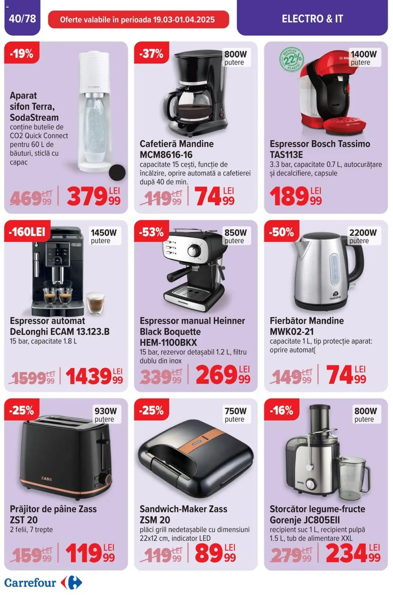 Catalog Carrefour 26 Martie - 1 Aprilie 2025 | Pagina 41 | Produse: Sandwichmaker, Grill, Cafetieră, Babak