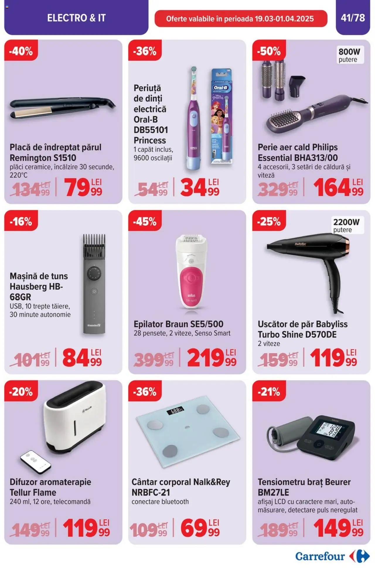 Catalog Carrefour 26 Martie - 1 Aprilie 2025 | Pagina 42 | Produse: Tensiometru, Placă De Îndreptat Părul, Cântar, Mașină de tuns