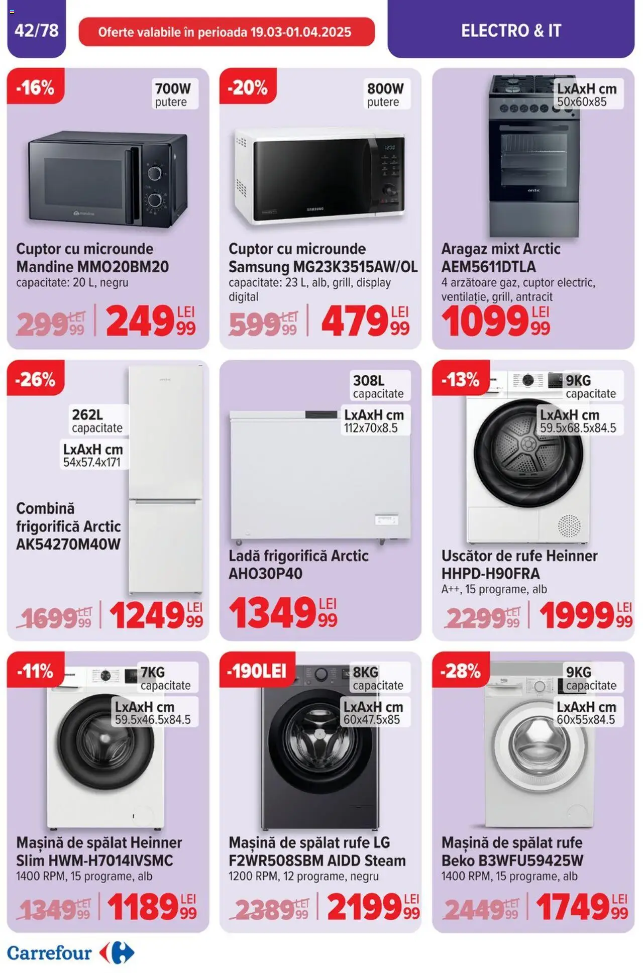 Catalog Carrefour 26 Martie - 1 Aprilie 2025 | Pagina 43 | Produse: Cuptor, Cuptor Cu Microunde, Combină frigorifică, Ladă frigorifică