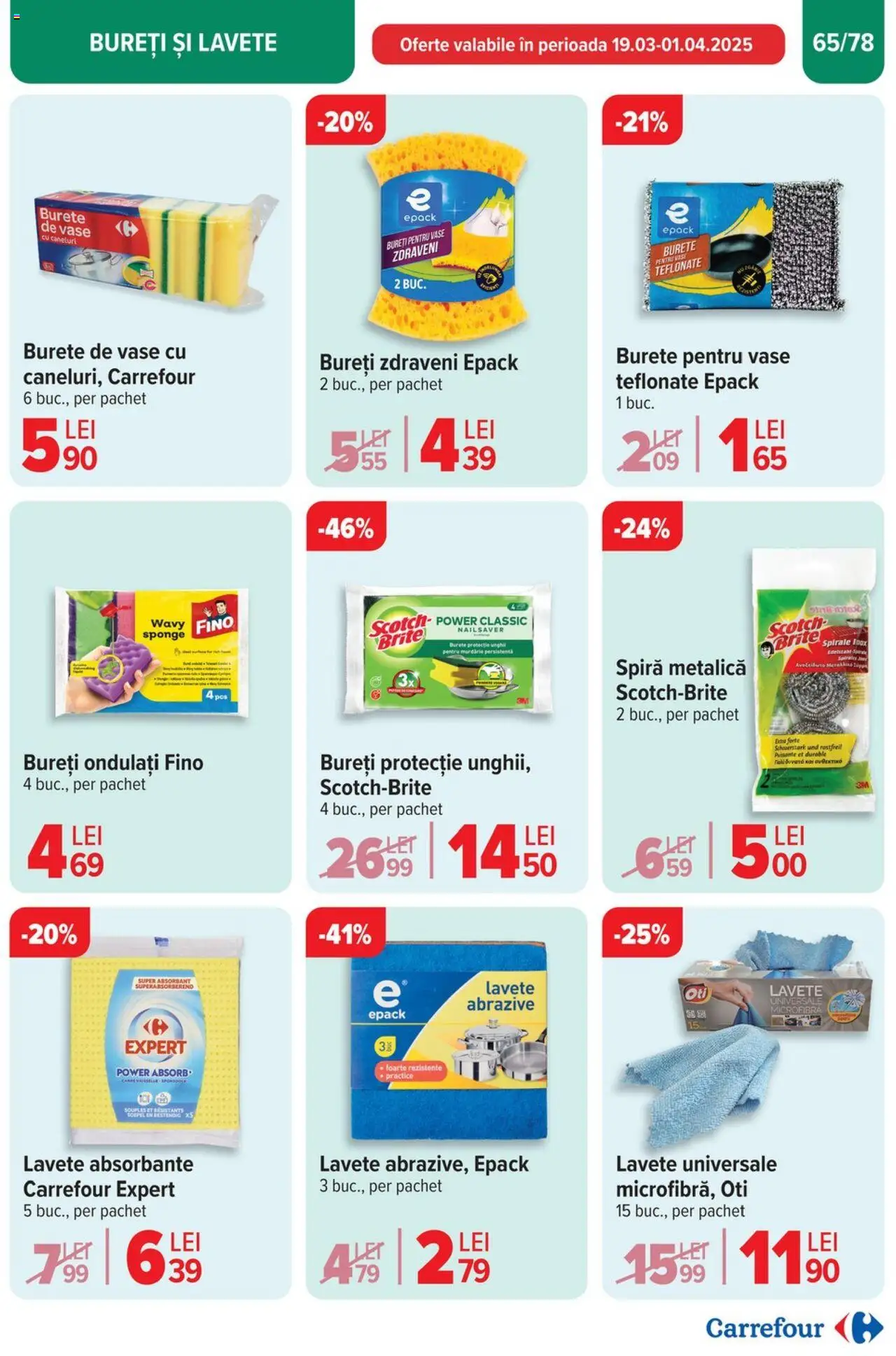 Catalog Carrefour 26 Martie - 1 Aprilie 2025 | Pagina 66 | Produse: Burete, Lavete, Absorbante