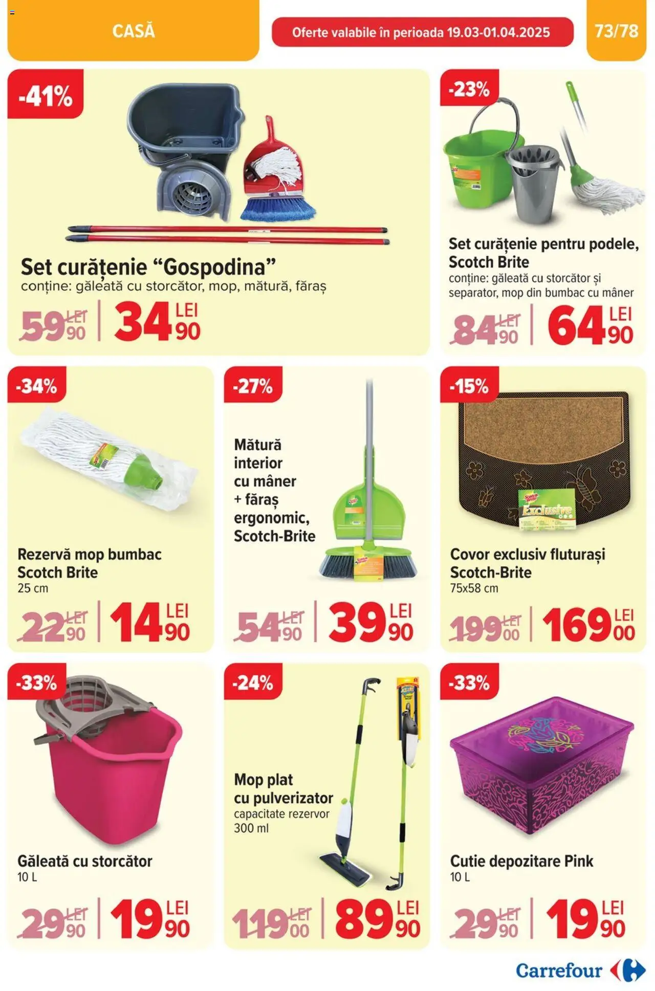 Catalog Carrefour 26 Martie - 1 Aprilie 2025 | Pagina 74 | Produse: Mop, Mătură, Mâner, Covor
