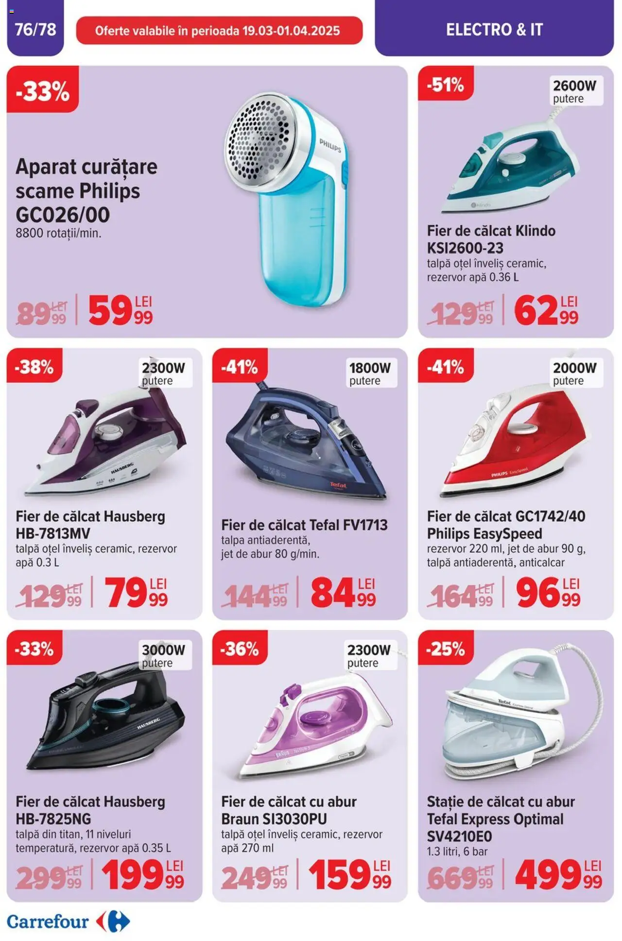 Catalog Carrefour 26 Martie - 1 Aprilie 2025 | Pagina 77 | Produse: Enginar, Fier de călcat, Apă