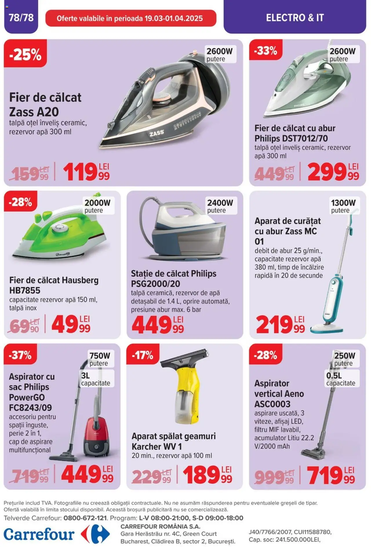Catalog Carrefour 26 Martie - 1 Aprilie 2025 | Pagina 79 | Produse: Fier de călcat, Aspirator, Perie, Apă