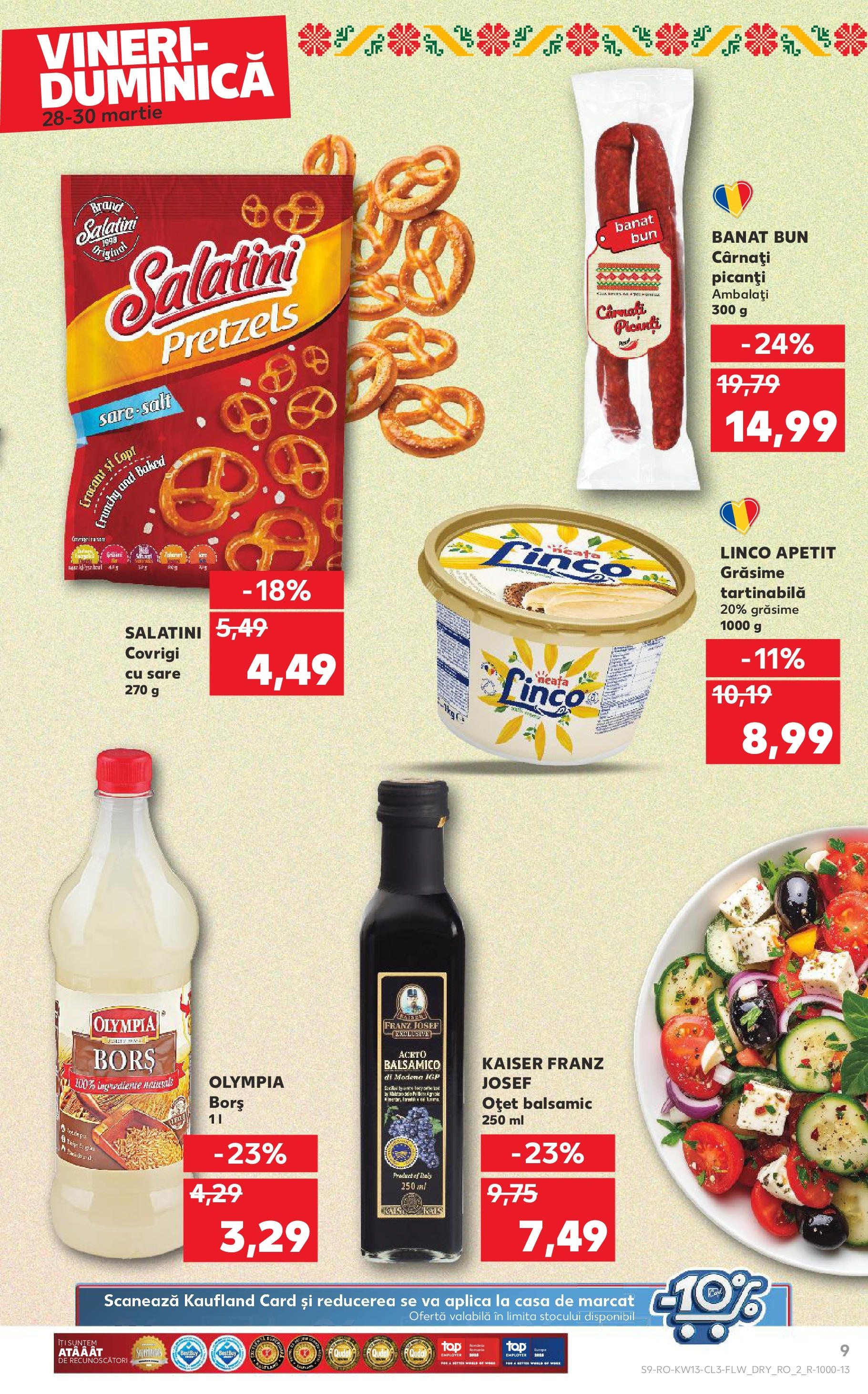Catalog Kaufland 28 - 30 Martie 2025 | Pagina 9 | Produse: Borș, Oțet, Sare, Cârnați