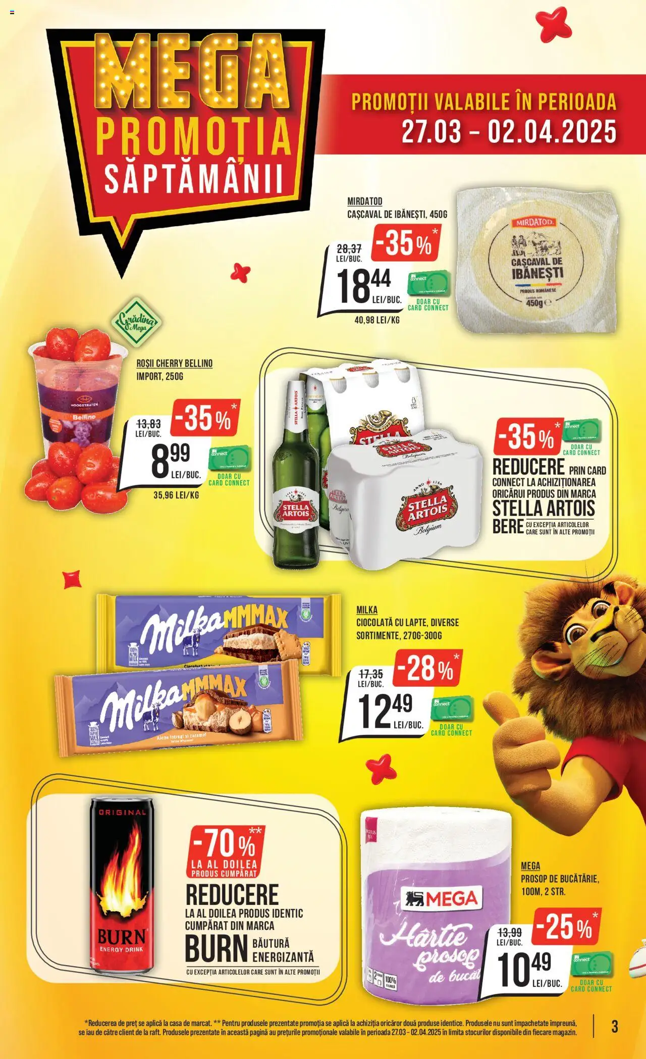Catalog Mega Image 27 Martie - 2 Aprilie 2025 | Pagina 3 | Produse: Bucătărie, Cașcaval, Alune, Ciocolată