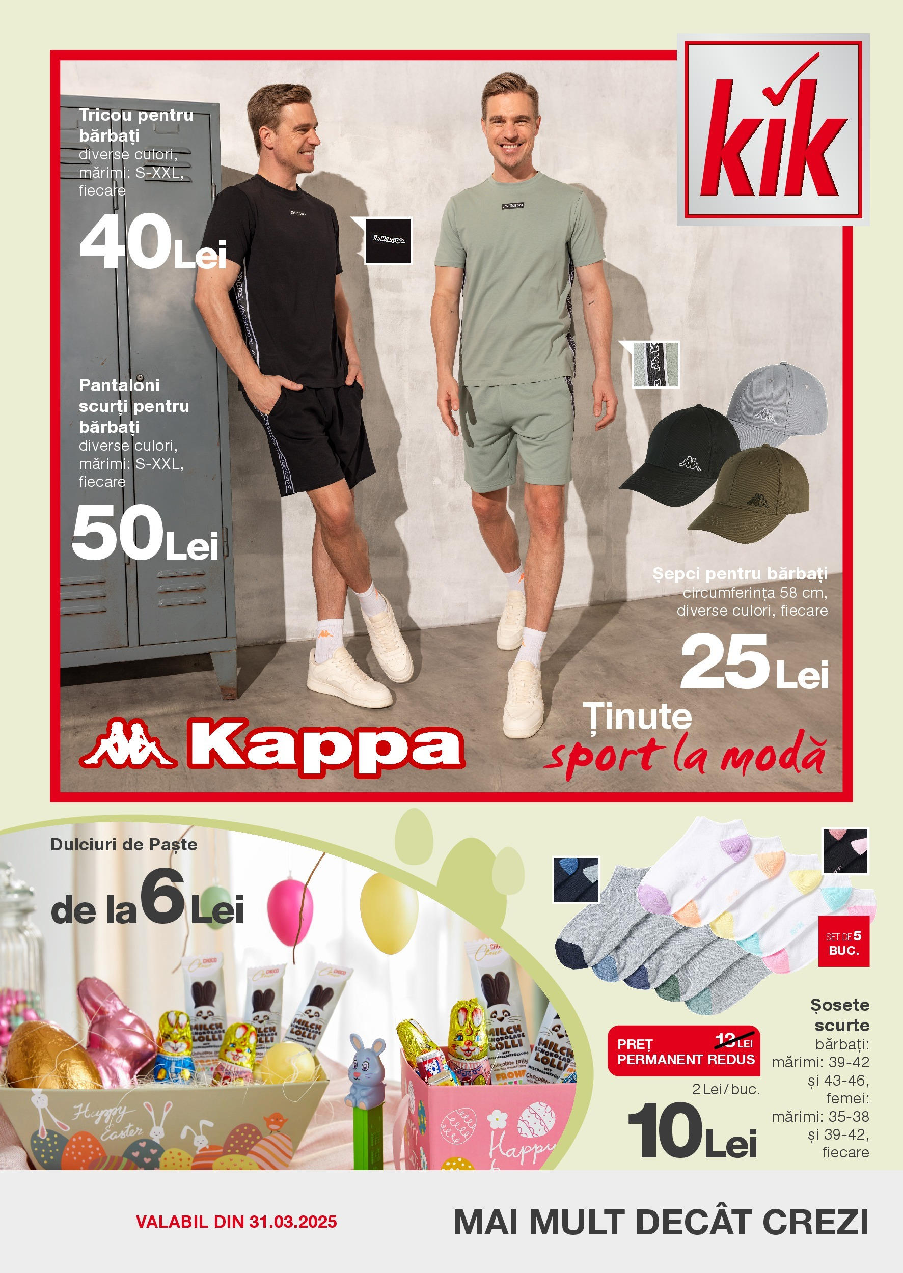Catalog Kik 31 Martie - 6 Aprilie 2025 | Pagina 1 | Produse: Kestane, Paste, Tricou, Pantaloni scurți