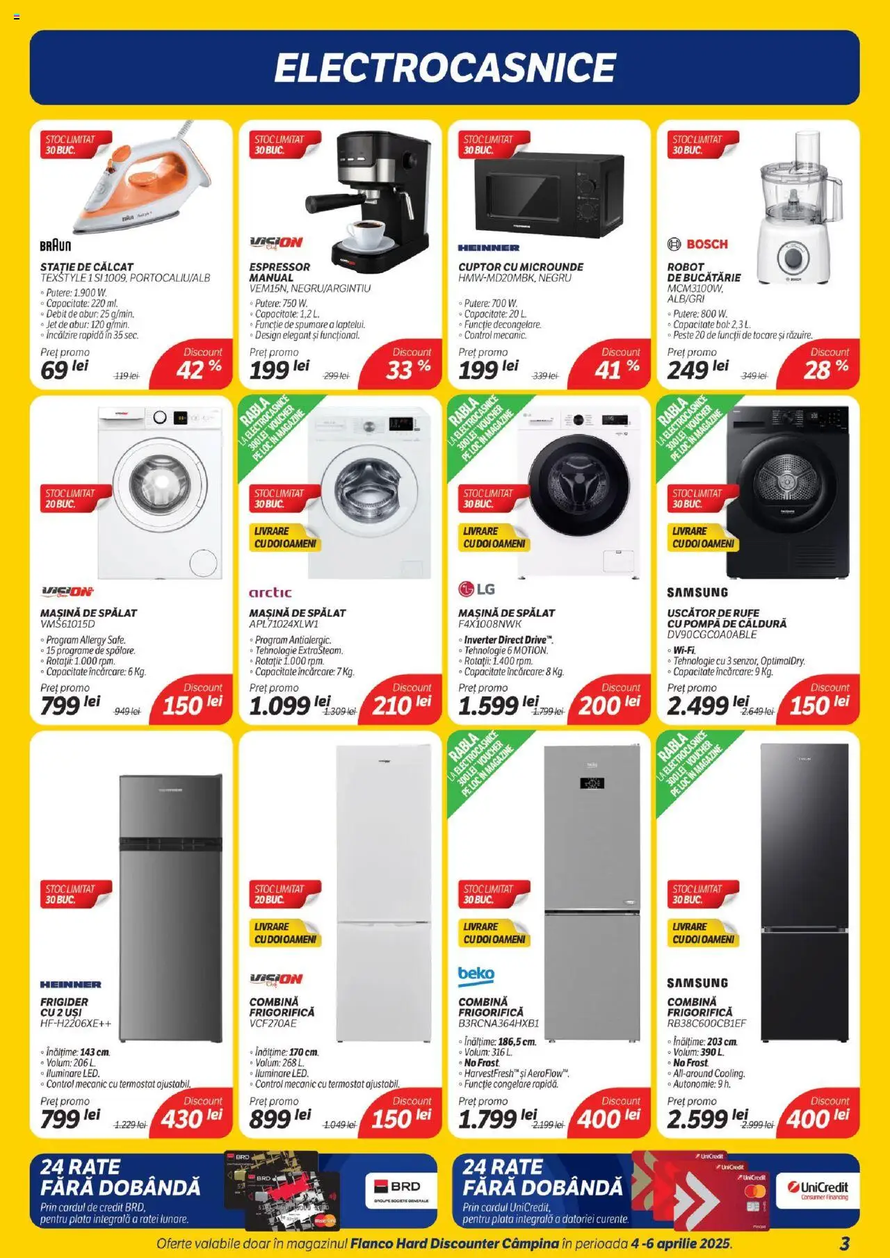 Catalog Flanco 4 - 6 Aprilie 2025 | Pagina 3 | Produse: Mașină De Spălat, Bol, Pește, Combină frigorifică