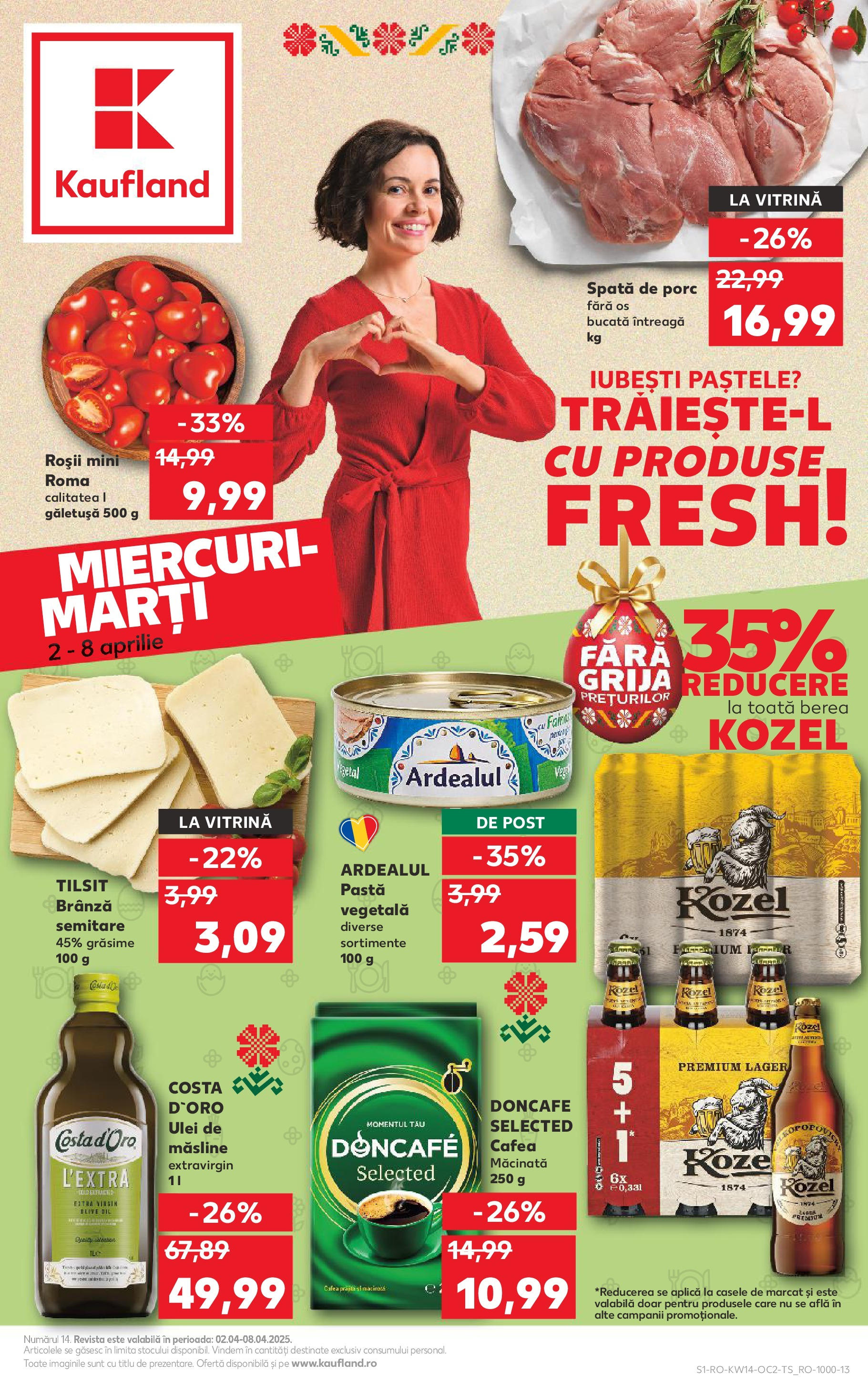 Catalog Kaufland 2 - 8 Aprilie 2025 | Pagina 1 | Produse: Vitrină, Măsline, Ulei, Cafea