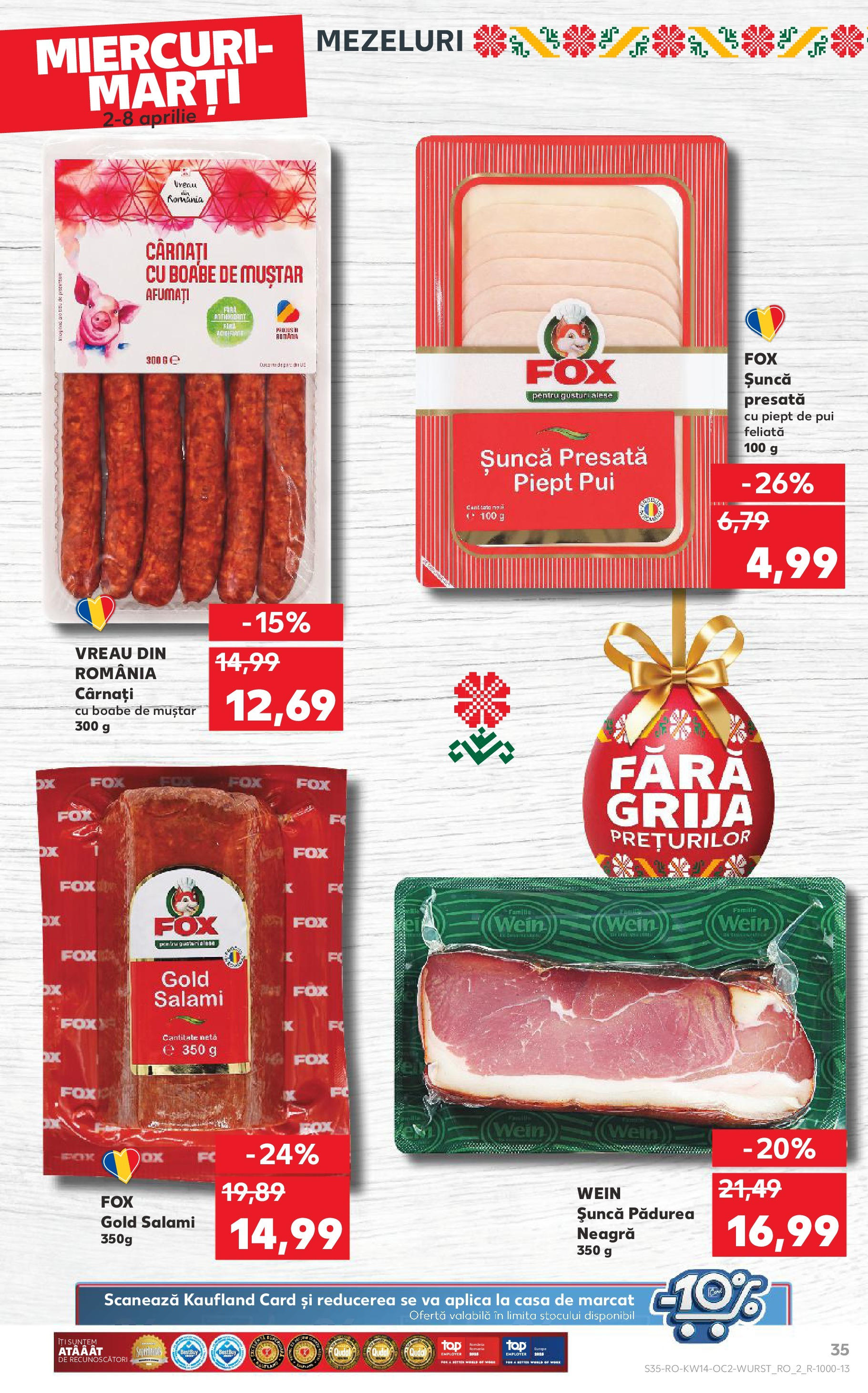 Catalog Kaufland 2 - 8 Aprilie 2025 | Pagina 35 | Produse: Hacıyatmaz Kedi Oyuncağı, Șuncă, Muștar, Cârnați