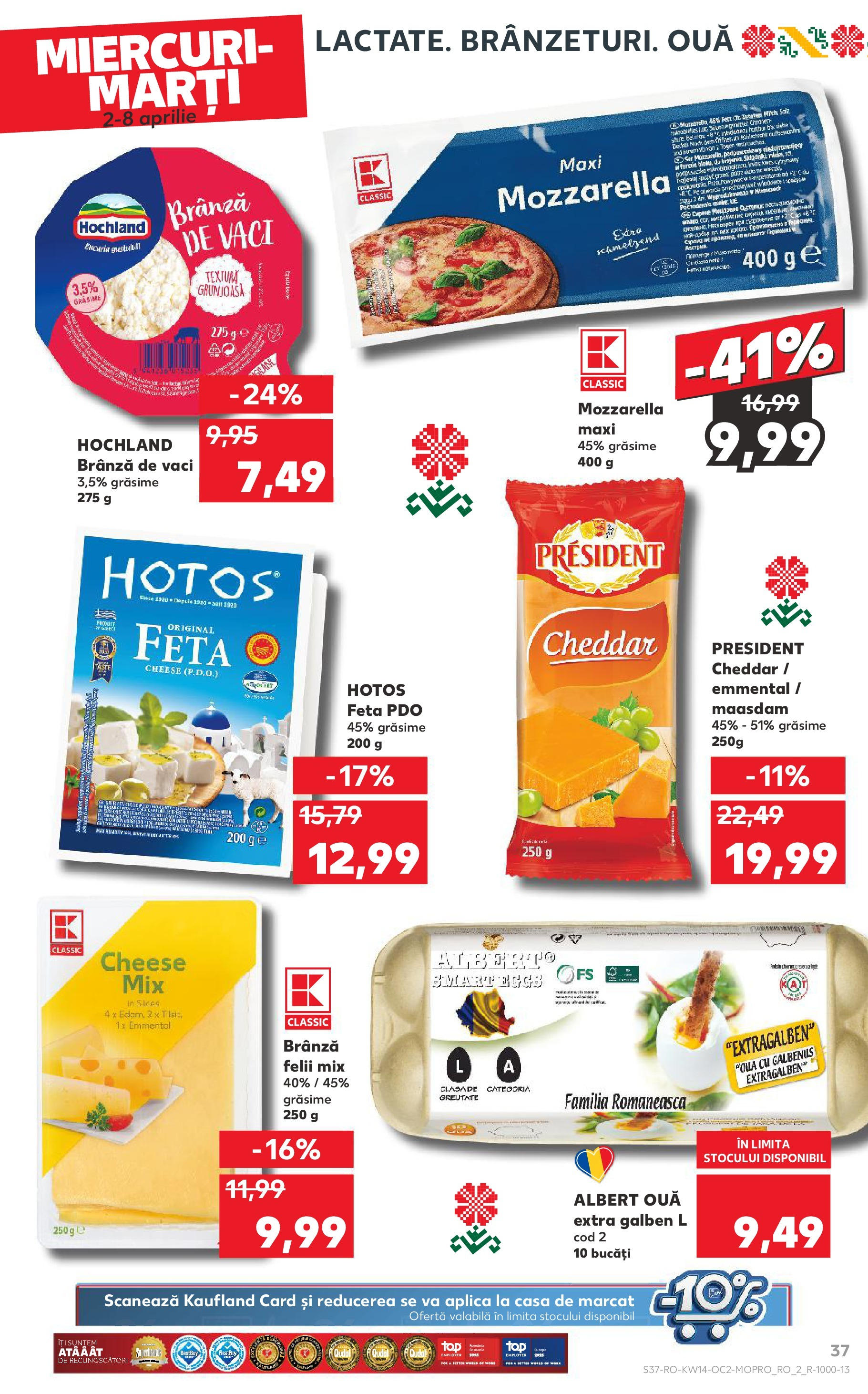 Catalog Kaufland 2 - 8 Aprilie 2025 | Pagina 37 | Produse: Mozzarella, Brânză, Ouă