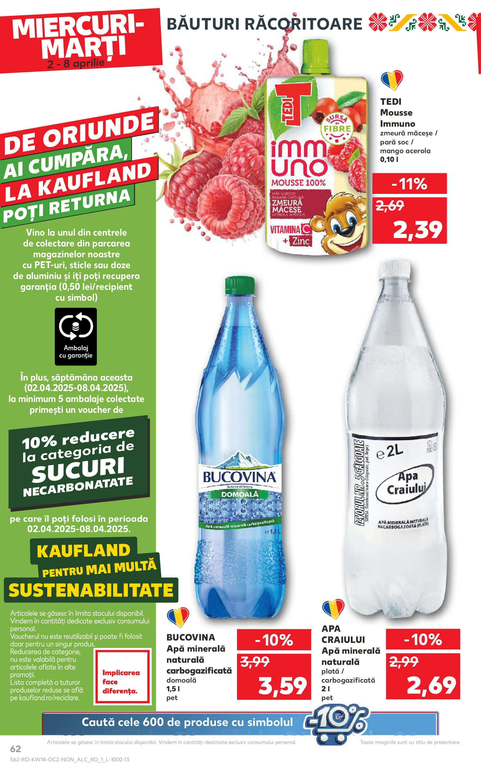 Catalog Kaufland 2 - 8 Aprilie 2025 | Pagina 62 | Produse: Pară, Zmeură, Yazı tahtası kalemi, Apă