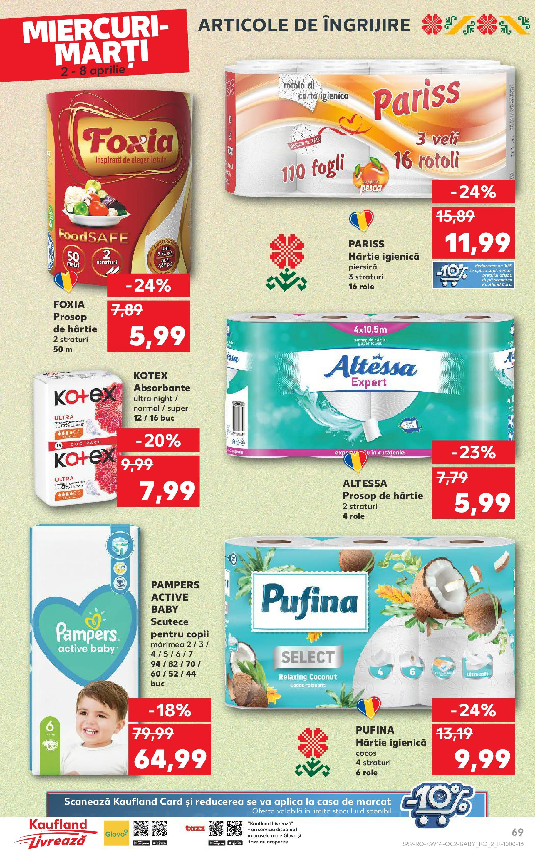 Catalog Kaufland 2 - 8 Aprilie 2025 | Pagina 69 | Produse: Piersică, Role, Absorbante, Scutece