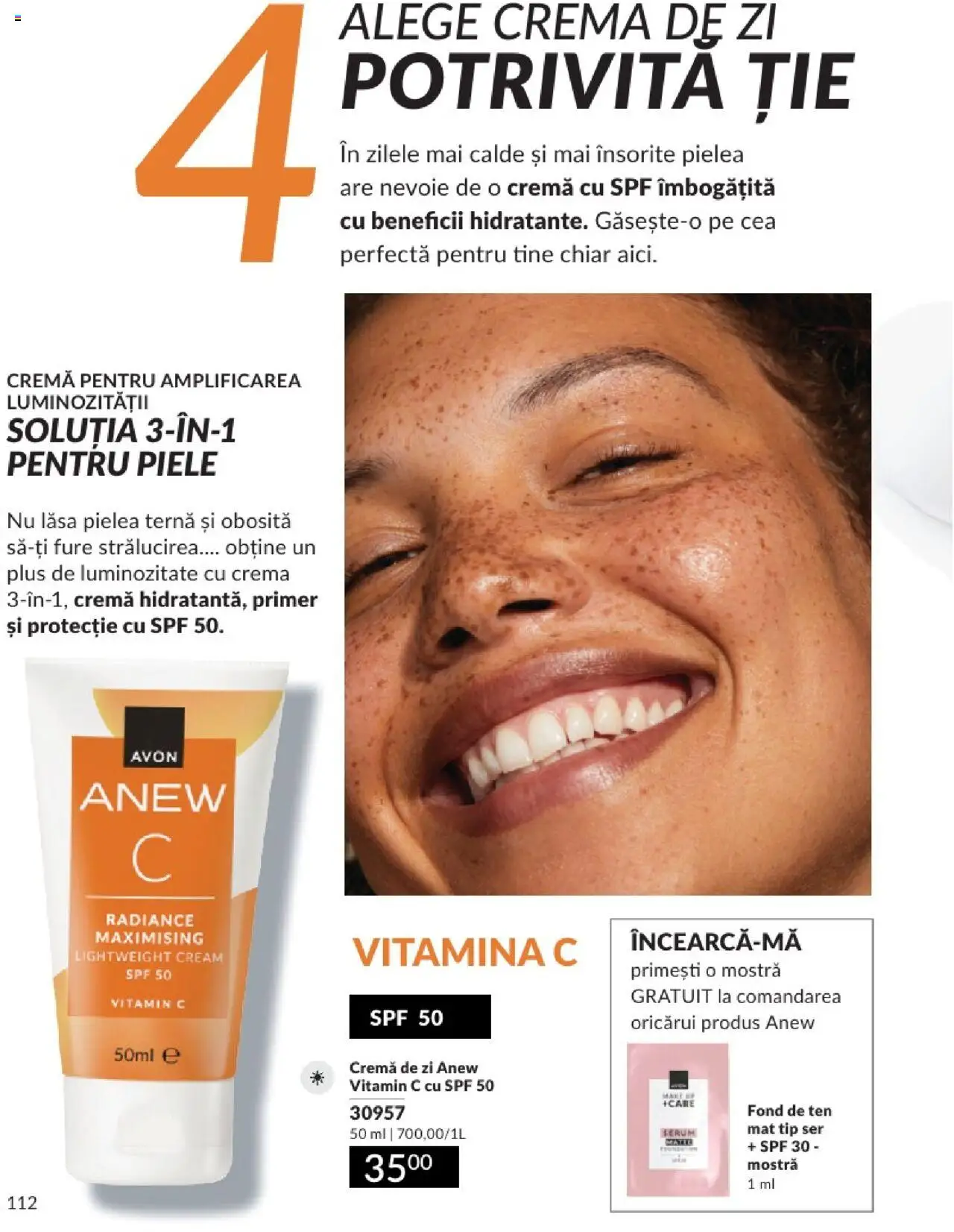 Catalog Avon 1 - 30 Aprilie 2025 | Pagina 112 | Produse: Fond de ten, Serum, Cremă de zi, Cremă