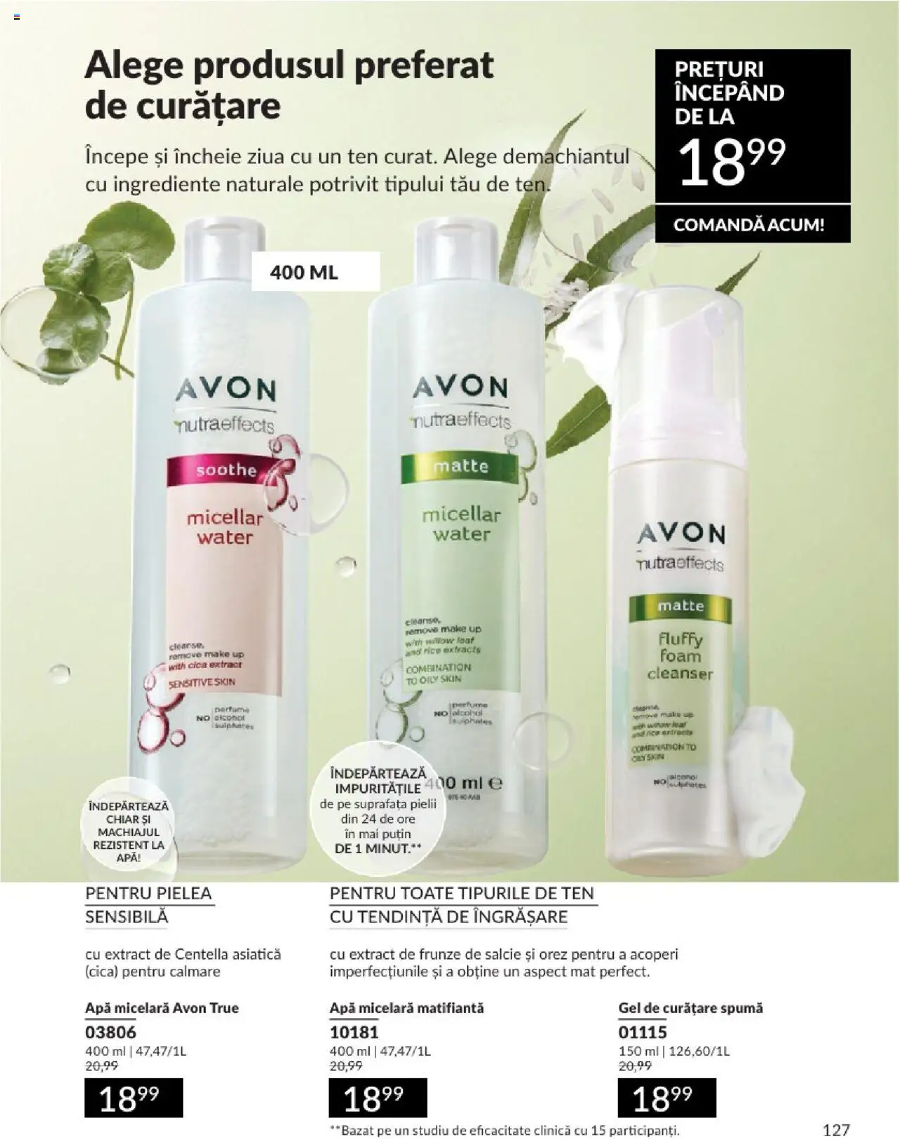 Catalog Avon 1 - 30 Aprilie 2025 | Pagina 127 | Produse: Gel de curățare, Apă micelară, Orez, Apă