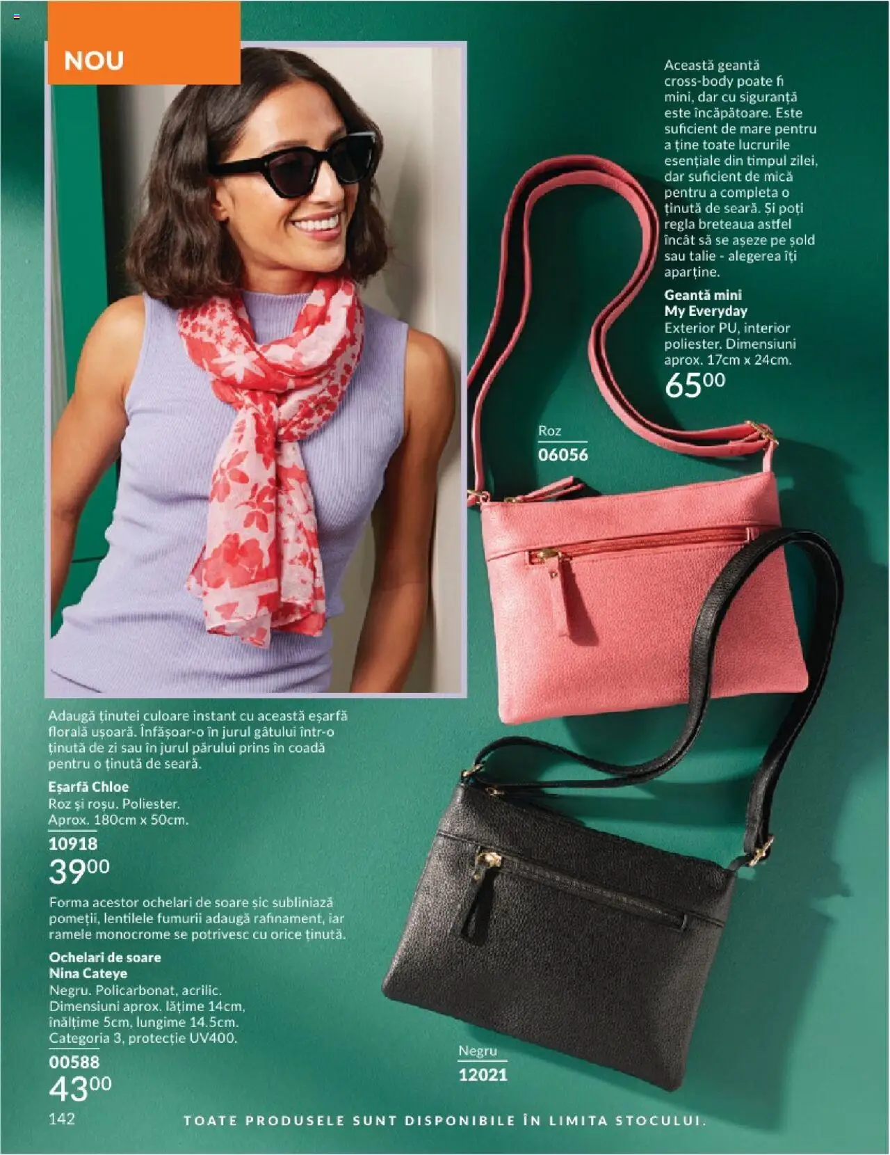 Catalog Avon 1 - 30 Aprilie 2025 | Pagina 142 | Produse: Eșarfă, Ochelari, Geantă, Ochelari de soare
