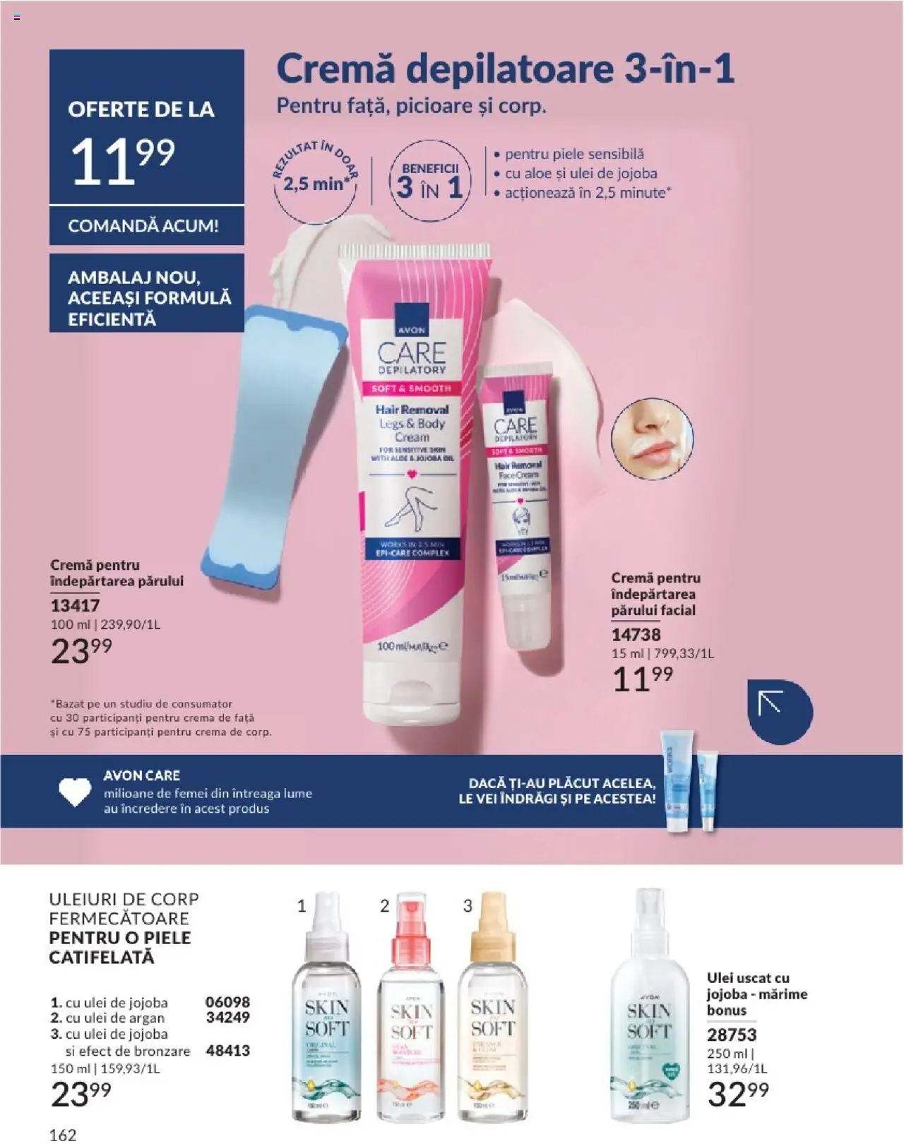 Catalog Avon 1 - 30 Aprilie 2025 | Pagina 162 | Produse: Body, Cremă, Ulei, Cremă depilatoare