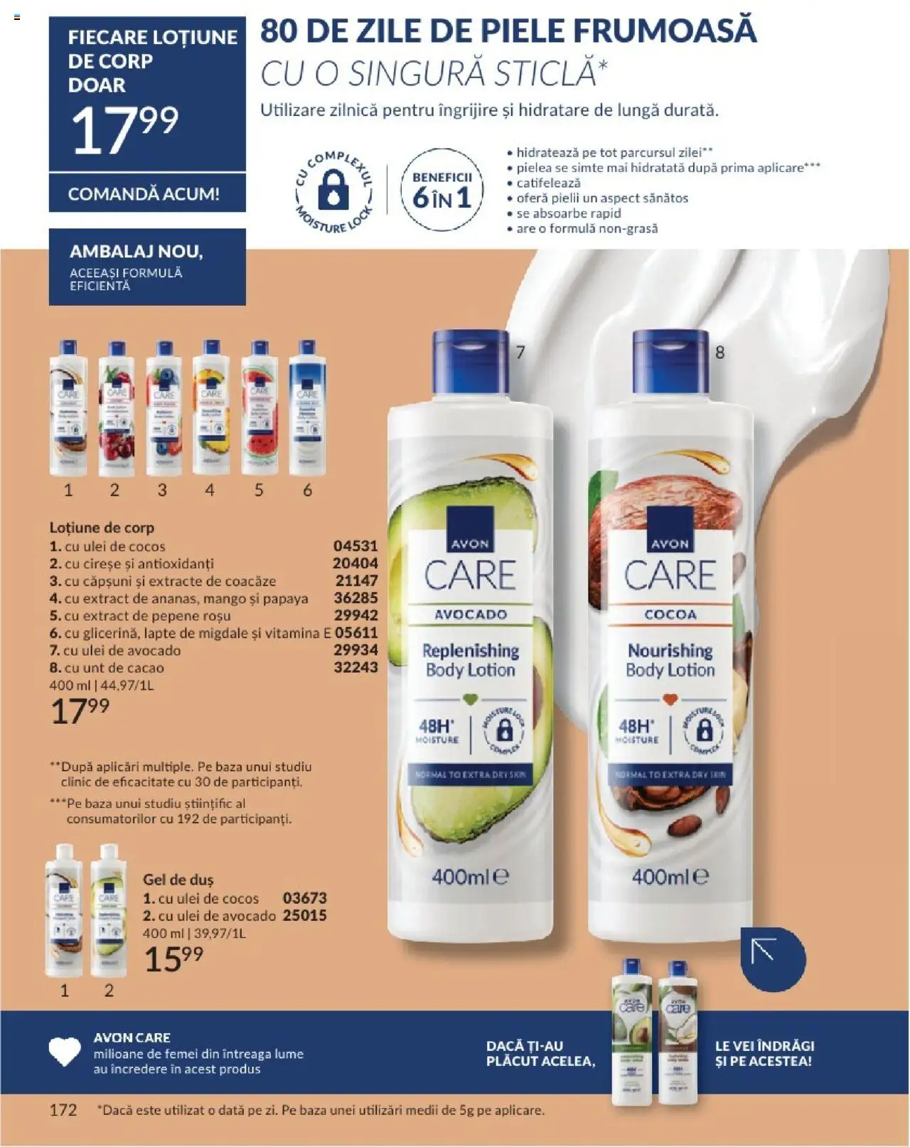 Catalog Avon 1 - 30 Aprilie 2025 | Pagina 172 | Produse: Body, Duș, Lapte, Cacao