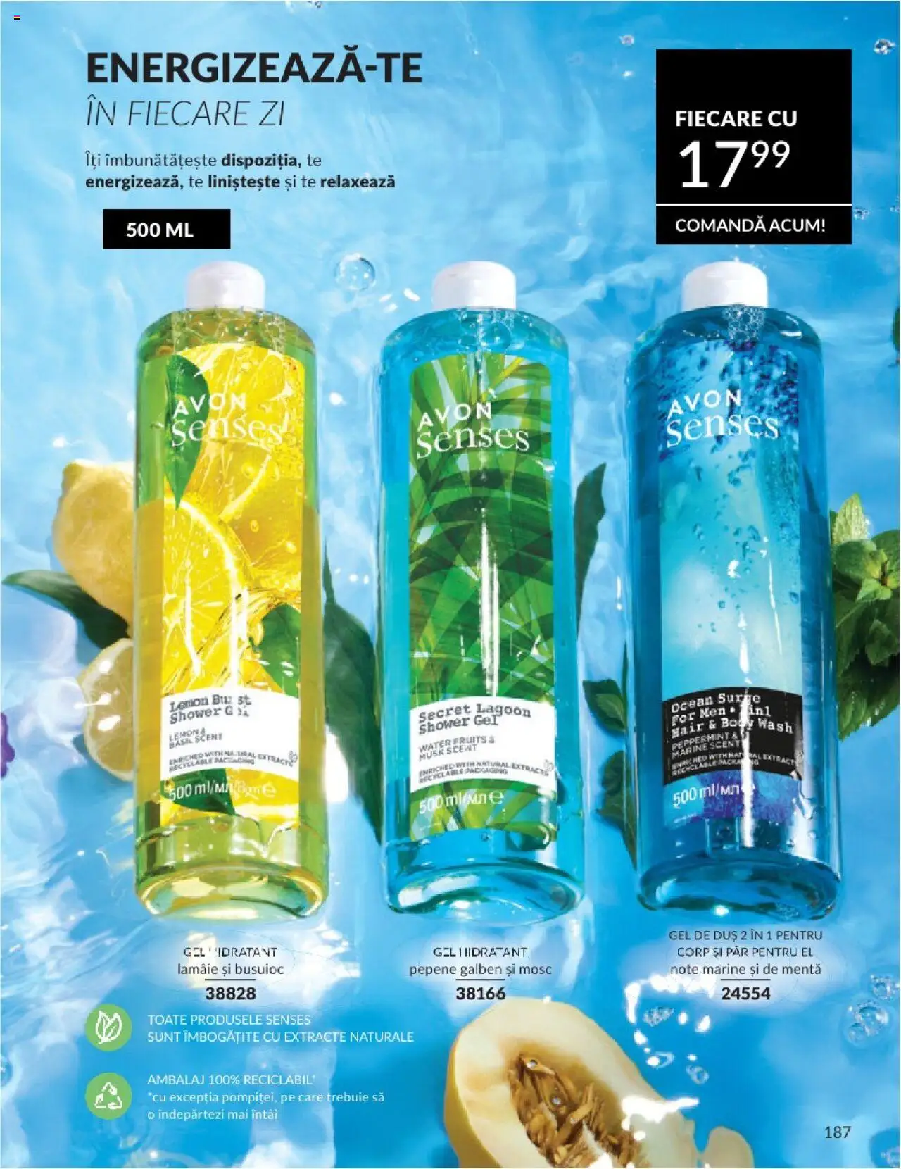Catalog Avon 1 - 30 Aprilie 2025 | Pagina 187 | Produse: Pepene Galben, Duș, Gel de duș, Lămâie