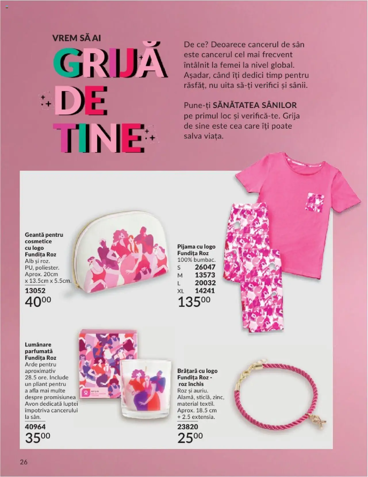 Catalog Avon 1 - 30 Aprilie 2025 | Pagina 26 | Produse: Geantă pentru cosmetice, Geantă, Brățară, Lumânare