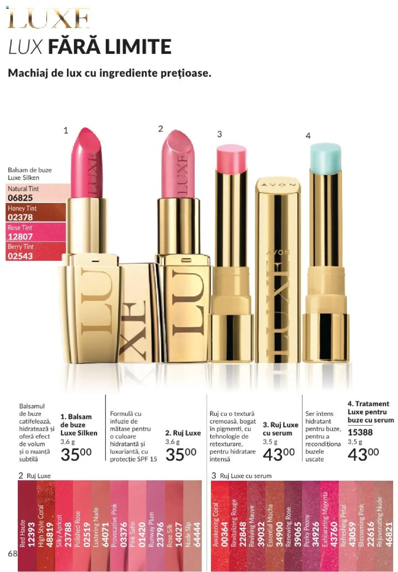 Catalog Avon 1 - 30 Aprilie 2025 | Pagina 68 | Produse: Machiaj, Ruj, Balsam, Slip