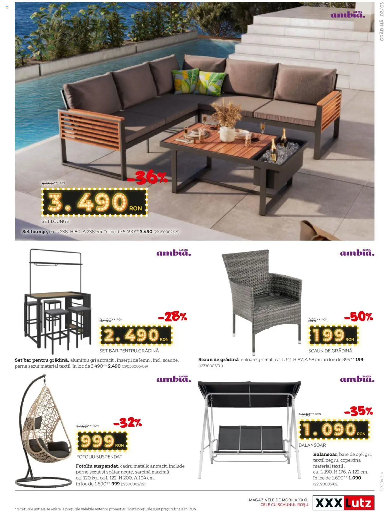 Catalog XXXLutz 31 Martie - 27 Aprilie 2025 | Pagina 3 | Produse: Copertină, Fotoliu, Scaun, Balansoar