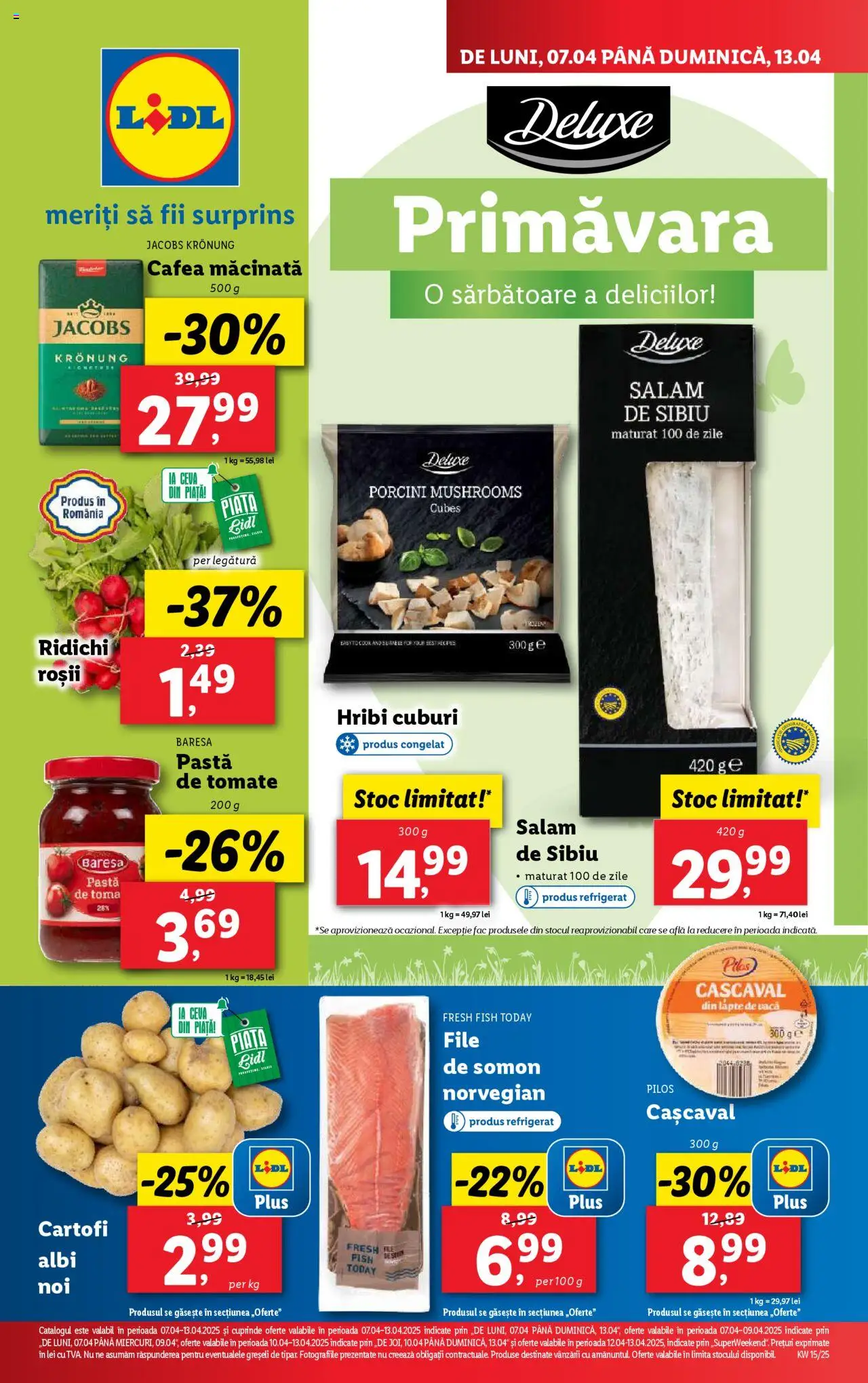 Catalog LIDL 7 - 13 Aprilie 2025 | Pagina 1 | Produse: Köpek çiti, Cafea, Salam, Roșii