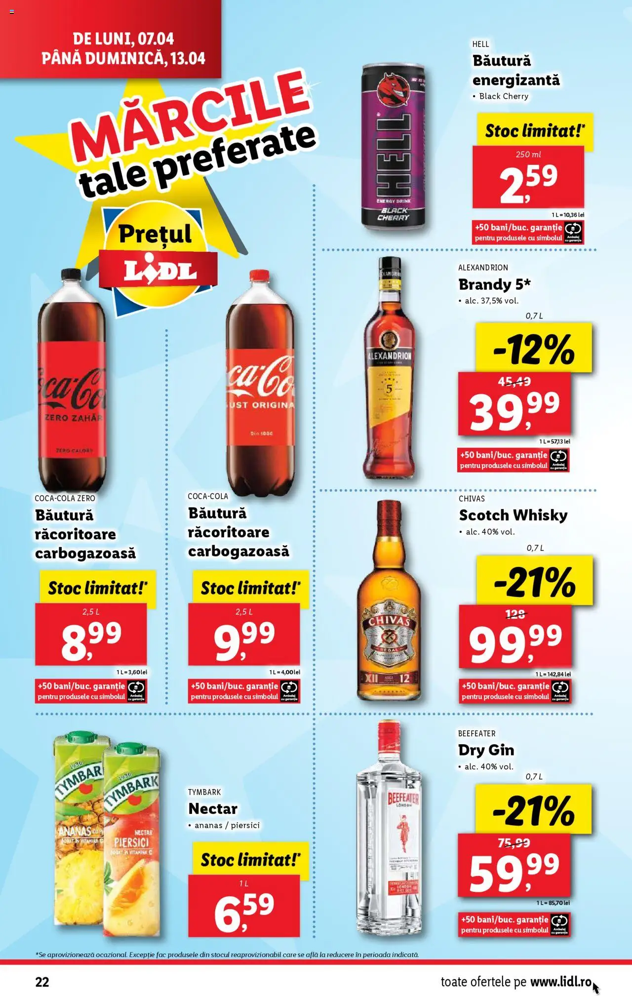Catalog LIDL 7 - 13 Aprilie 2025 | Pagina 22 | Produse: Băutură energizantă, Ananas, Gin, Zahăr
