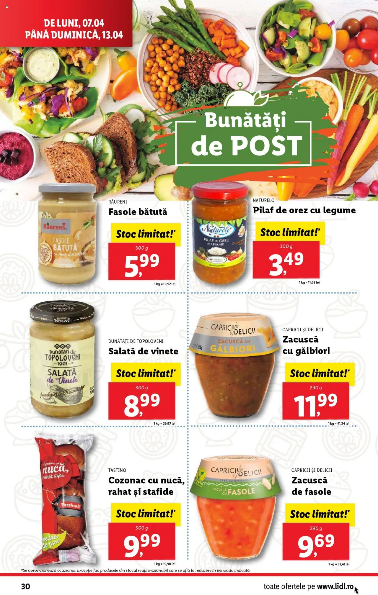 Catalog LIDL 7 - 13 Aprilie 2025 | Pagina 30 | Produse: Orez, Salată, Stafide, Legume