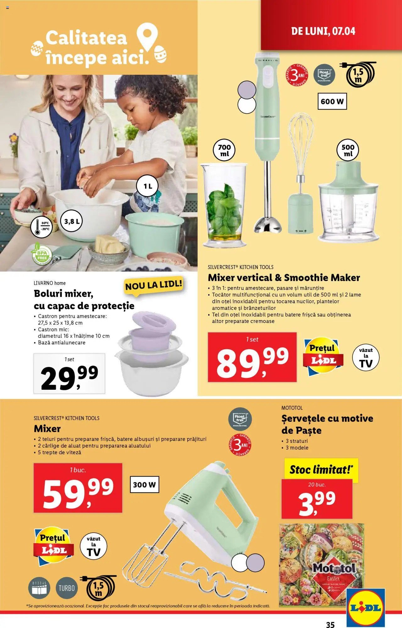 Catalog LIDL 7 - 13 Aprilie 2025 | Pagina 35 | Produse: Aluat, Tocător, Frișcă, Paste
