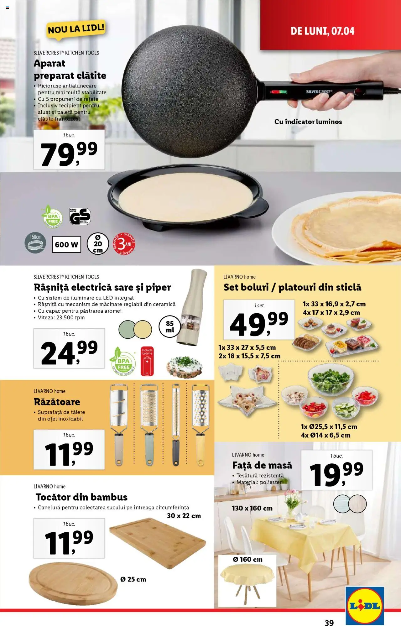 Catalog LIDL 7 - 13 Aprilie 2025 | Pagina 39 | Produse: Răzătoare, Masă, Baterie, Sare