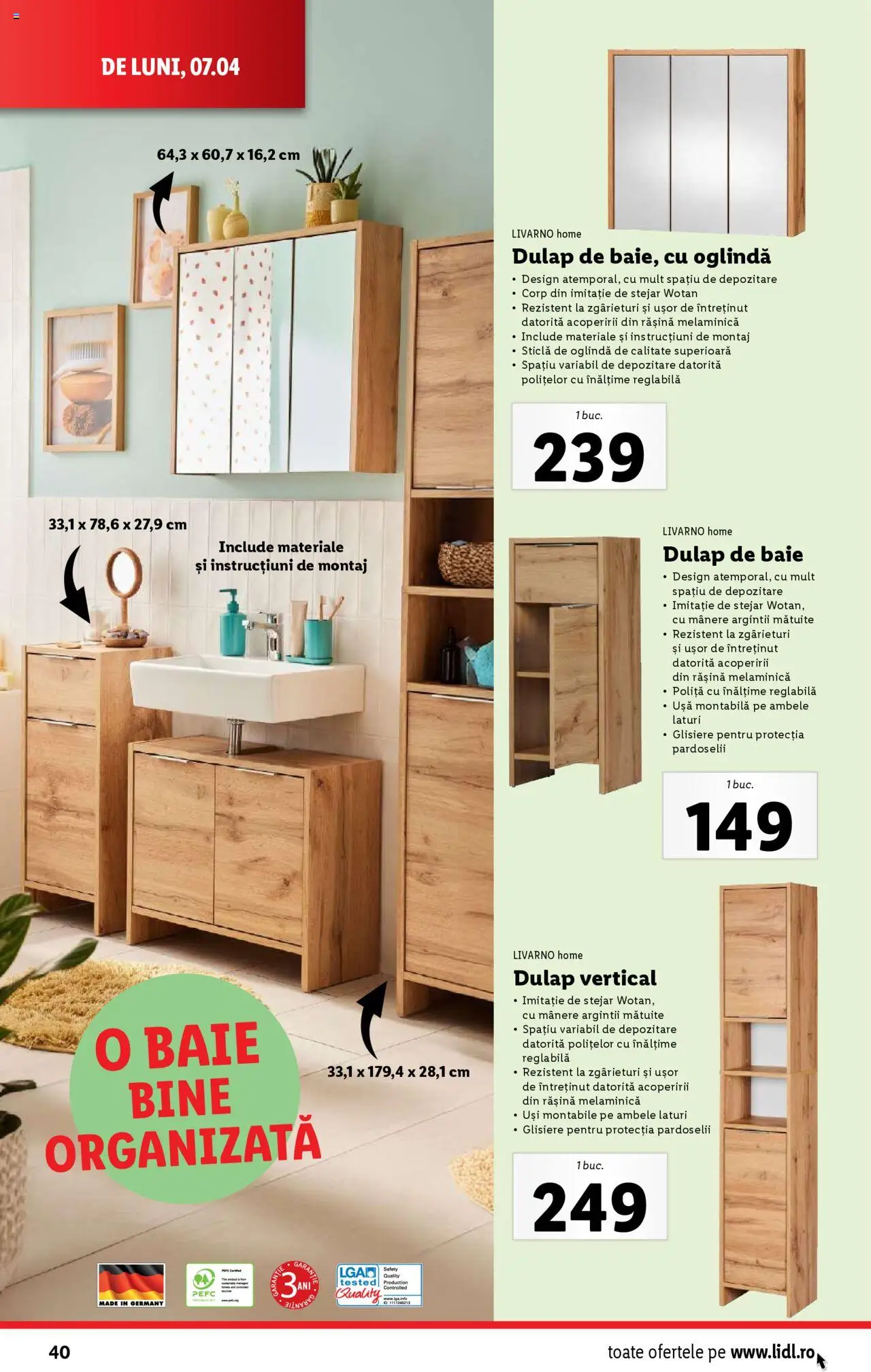 Catalog LIDL 7 - 13 Aprilie 2025 | Pagina 40 | Produse: Oglindă, Ușă