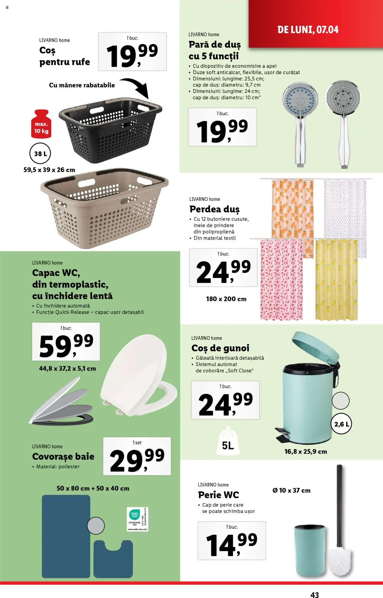 Catalog LIDL 7 - 13 Aprilie 2025 | Pagina 43 | Produse: Pară, Coș, Duș, Perdea