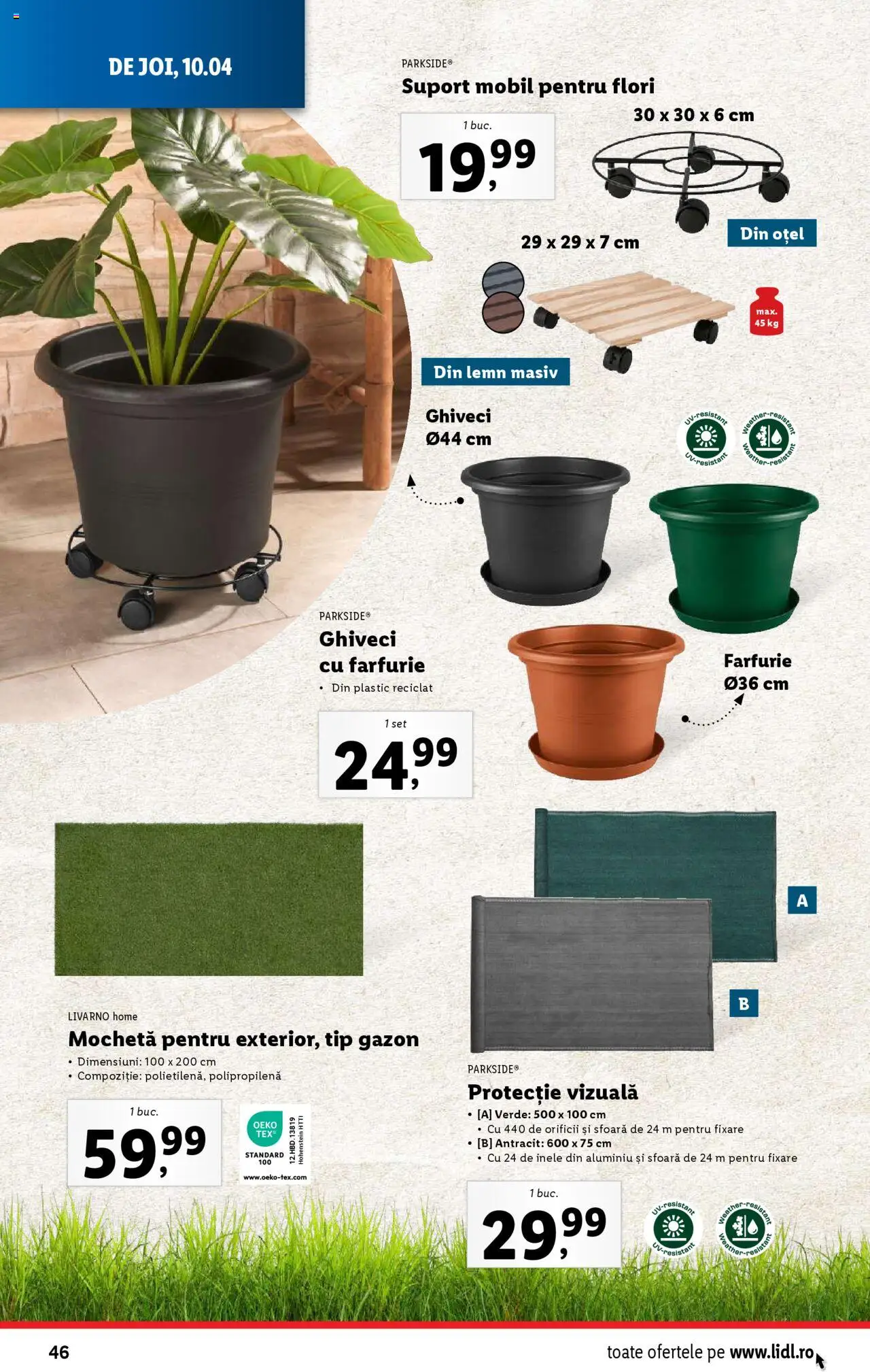 Catalog LIDL 7 - 13 Aprilie 2025 | Pagina 46 | Produse: Mochetă, Ghiveci, Farfurie