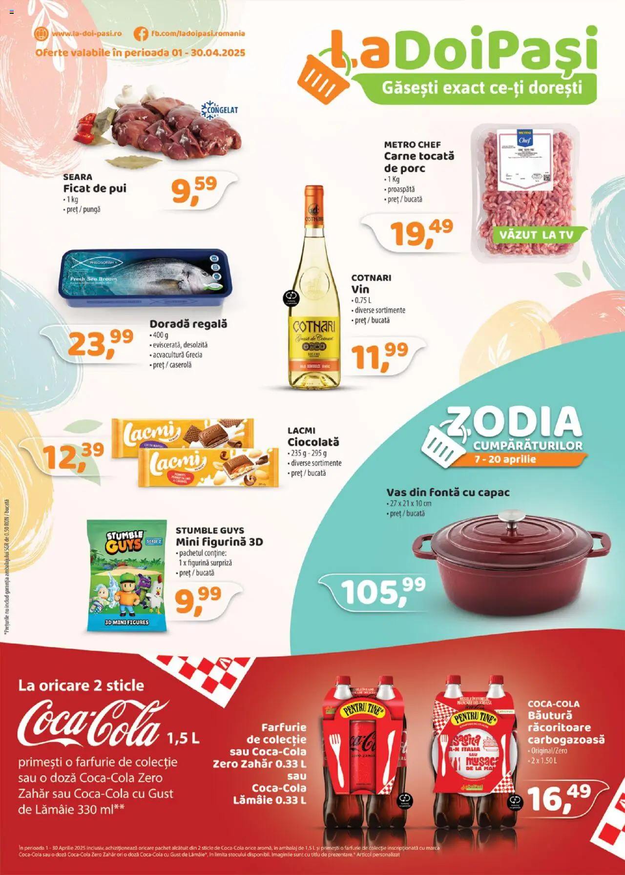 Catalog La Doi Pași 1 - 30 Aprilie 2025 | Pagina 1 | Produse: Farfurie, Ciocolată, Carne tocată, Zahăr