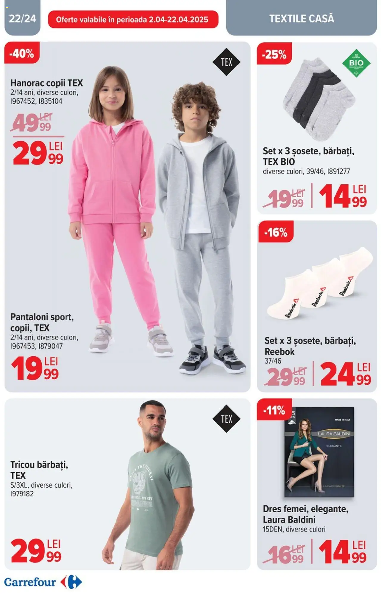 Catalog Carrefour 2 - 13 Aprilie 2025 | Pagina 22 | Produse: Şerit ödül, Tricou, Pantaloni, Keşe