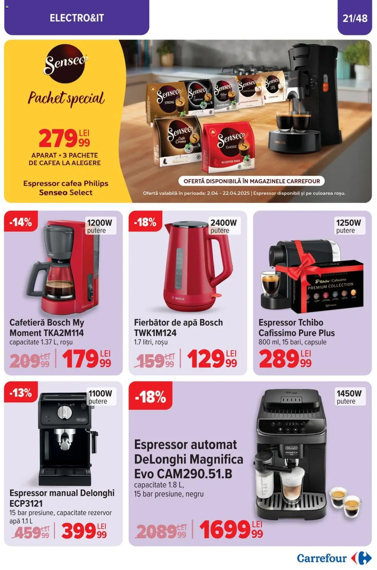 Catalog Carrefour 2 - 22 Aprilie 2025 | Pagina 21 | Produse: Espressor, Cremă, Cafea, Apă