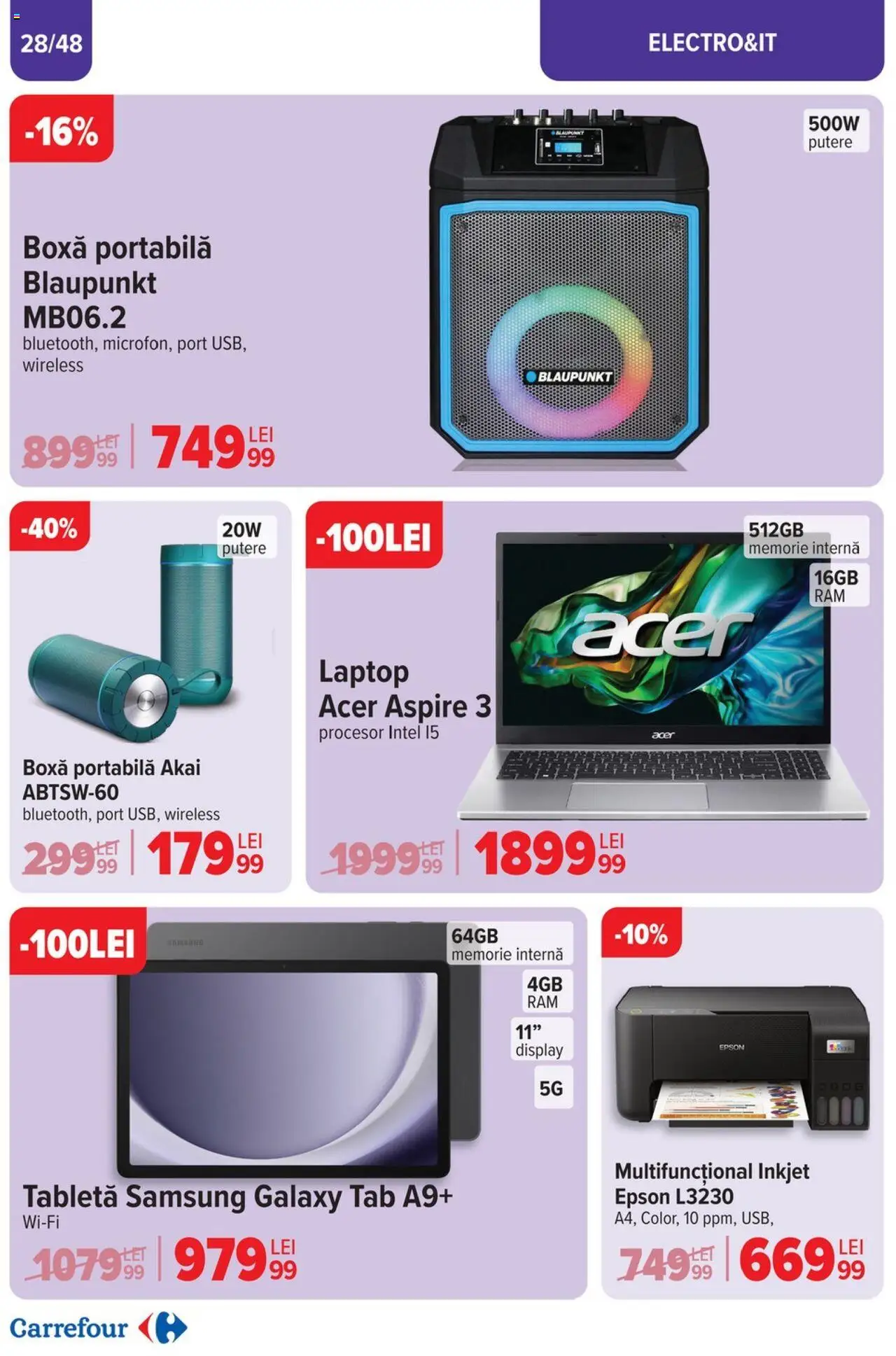 Catalog Carrefour 2 - 22 Aprilie 2025 | Pagina 28 | Produse: Laptop, Memorie, Tabletă, Boxă portabilă