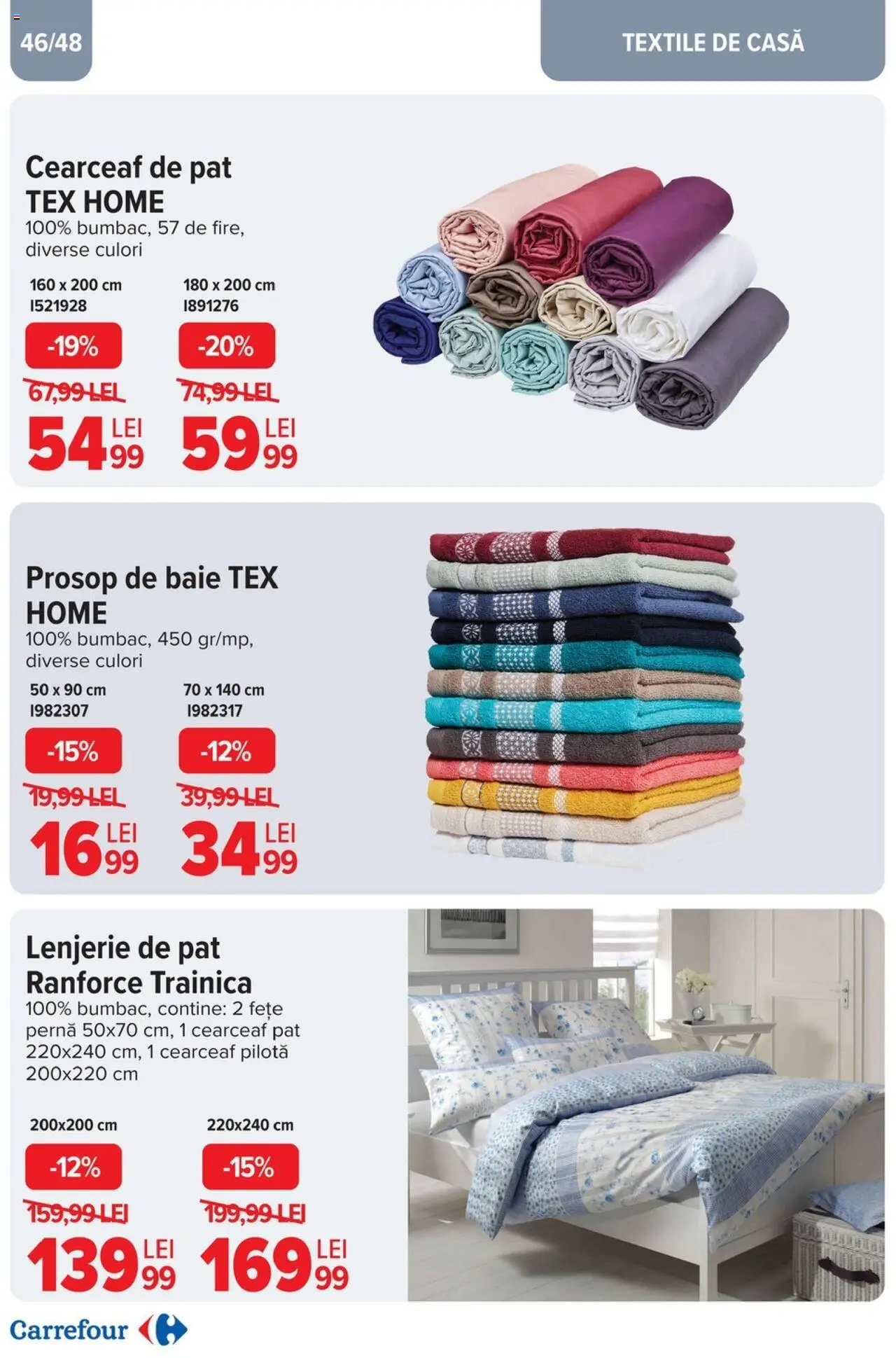 Catalog Carrefour 2 - 22 Aprilie 2025 | Pagina 46 | Produse: Prosop de baie, Lenjerie de pat, Pernă, Pilotă