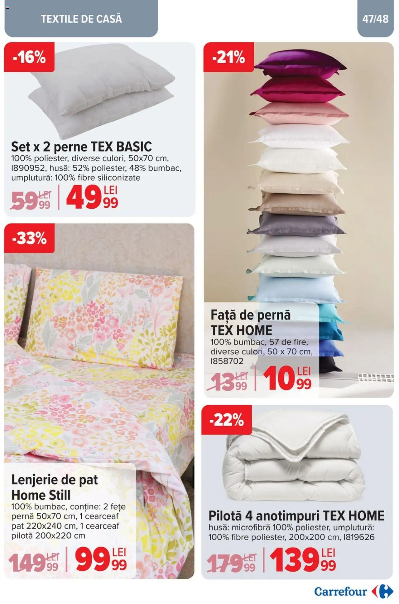 Catalog Carrefour 2 - 22 Aprilie 2025 | Pagina 47 | Produse: Pat, Lenjerie de pat, Pernă, Pilotă