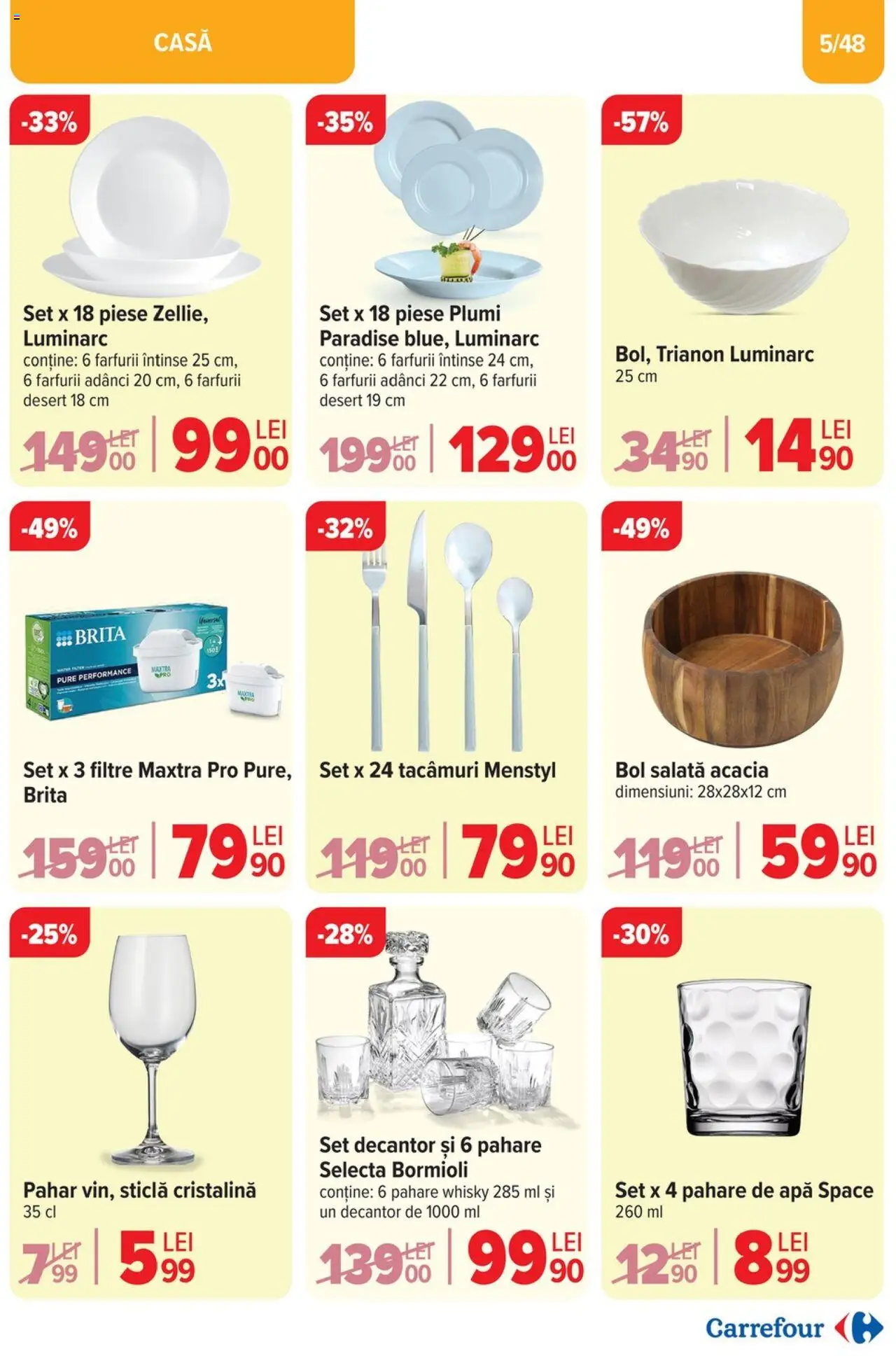 Catalog Carrefour 2 - 22 Aprilie 2025 | Pagina 5 | Produse: Pahare, Bol, Salată, Apă