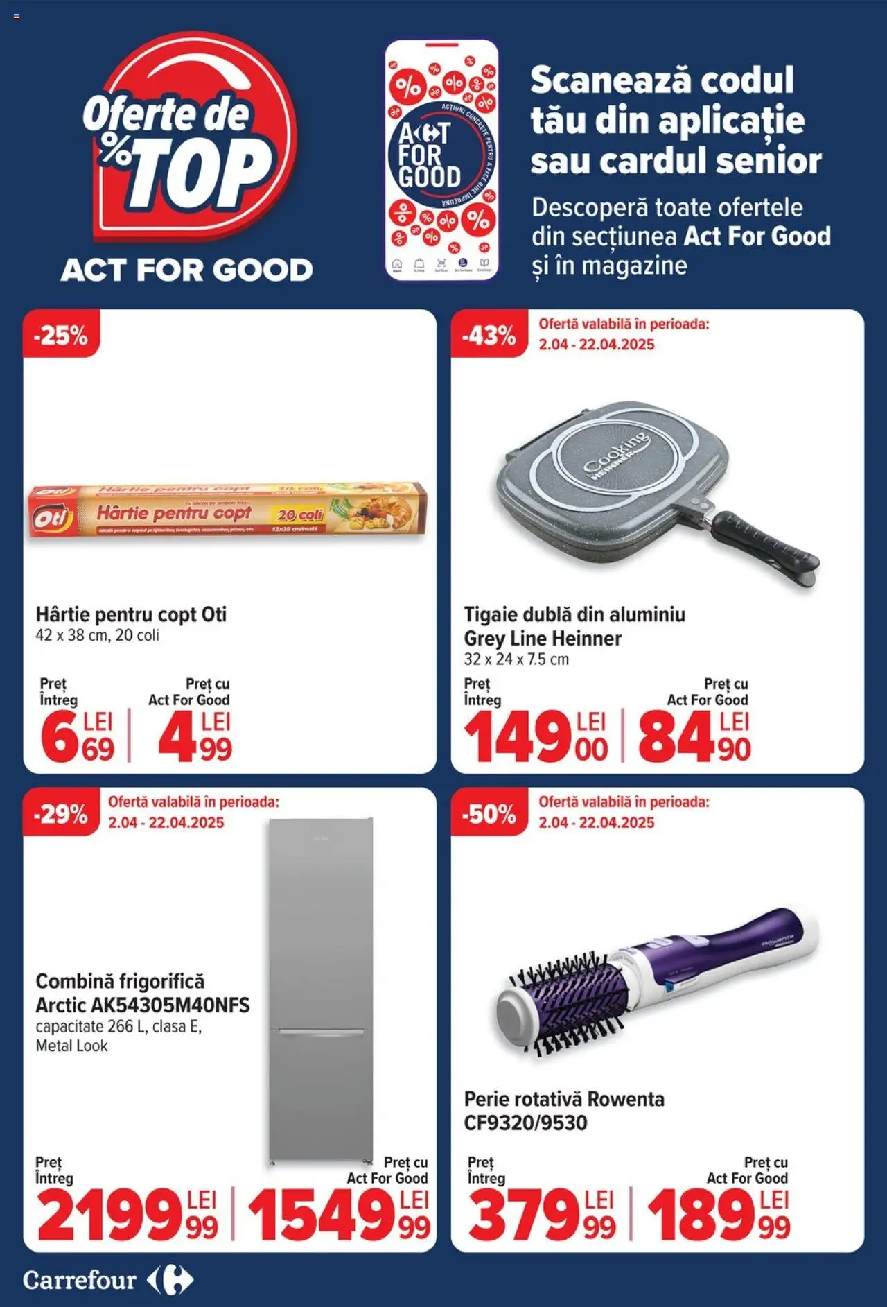 Catalog Carrefour 2 - 13 Aprilie 2025 | Pagina 22 | Produse: Perie rotativă, Tigaie, Perie, Combină frigorifică