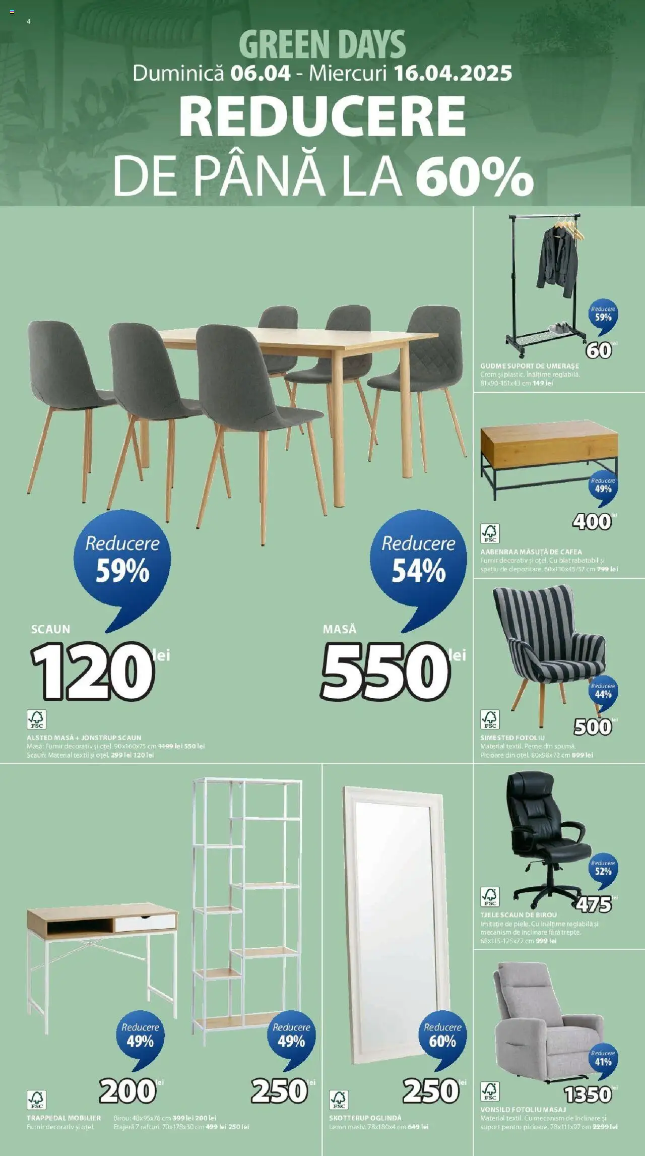 Catalog JYSK 6 - 16 Aprilie 2025 | Pagina 4 | Produse: Çikolatalı gofret, Masă, Scaun, Etajeră