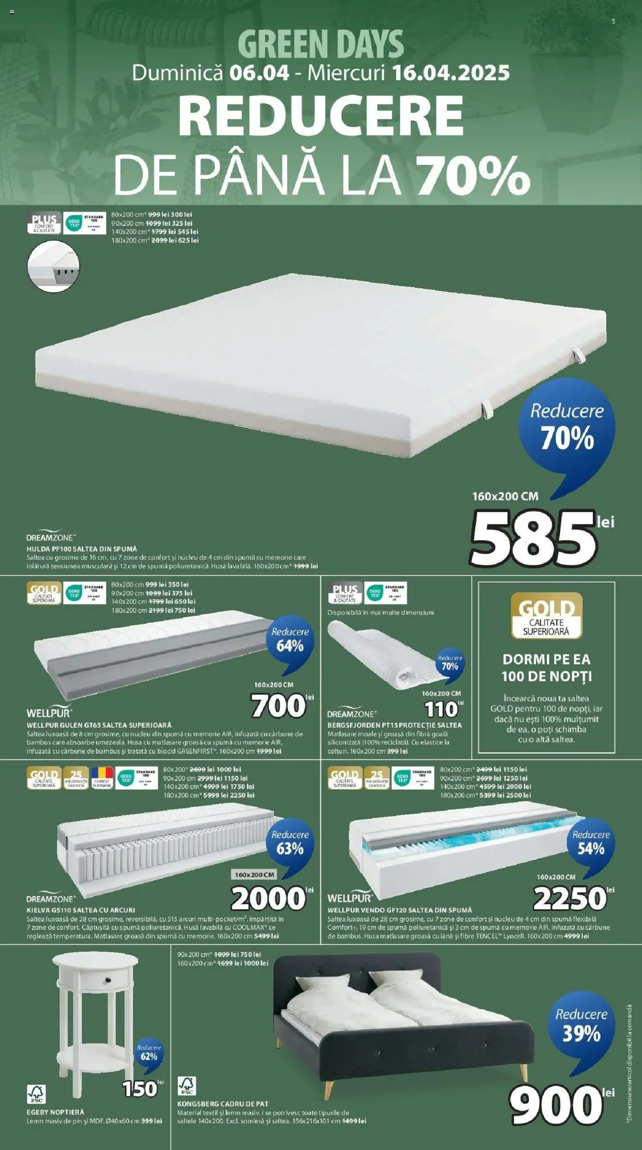 Catalog JYSK 6 - 16 Aprilie 2025 | Pagina 5 | Produse: Memorie, Pat, Saltea, Noptieră