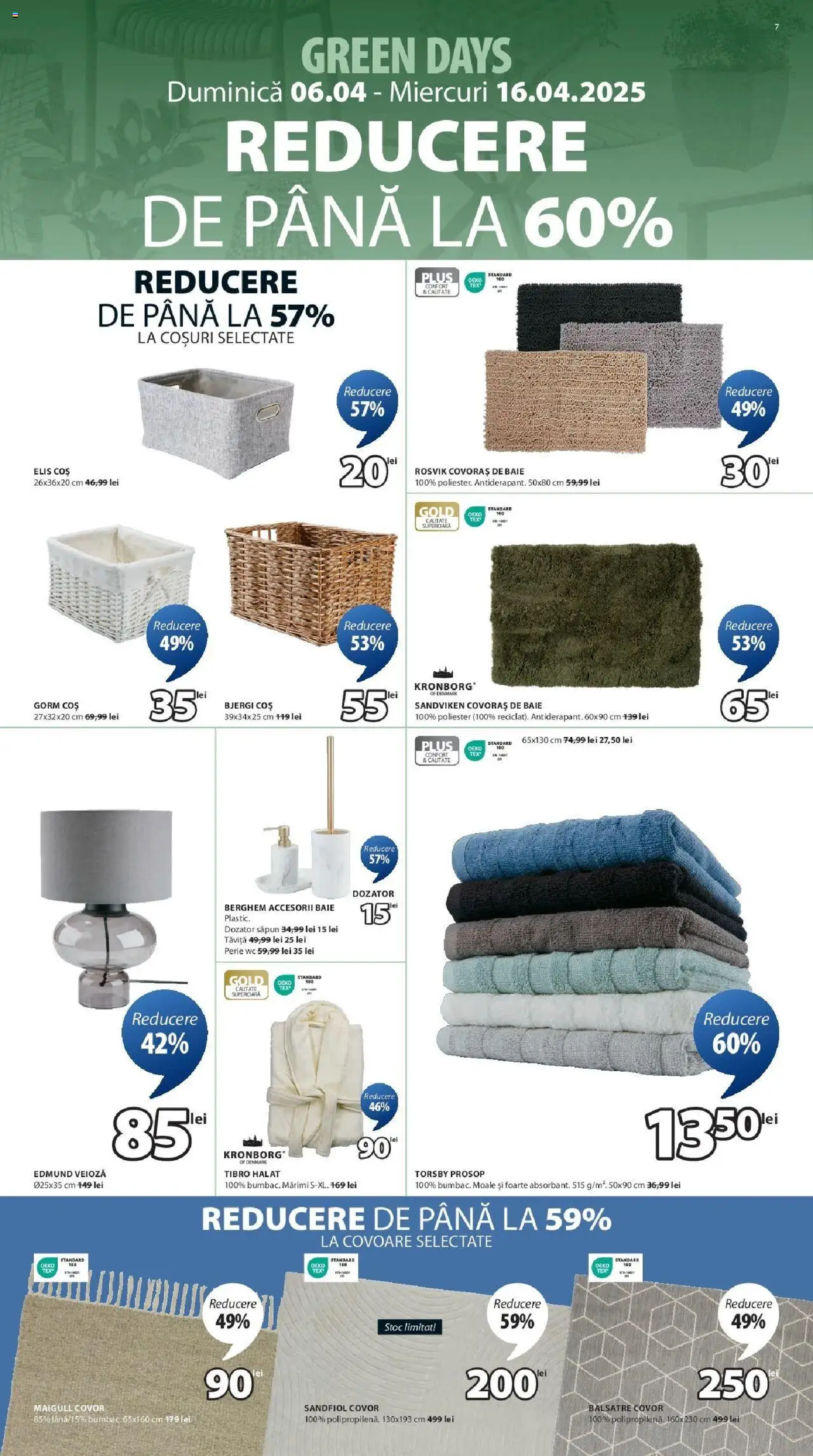 Catalog JYSK 6 - 16 Aprilie 2025 | Pagina 7 | Produse: Coș, Covor, Veioză, Perie