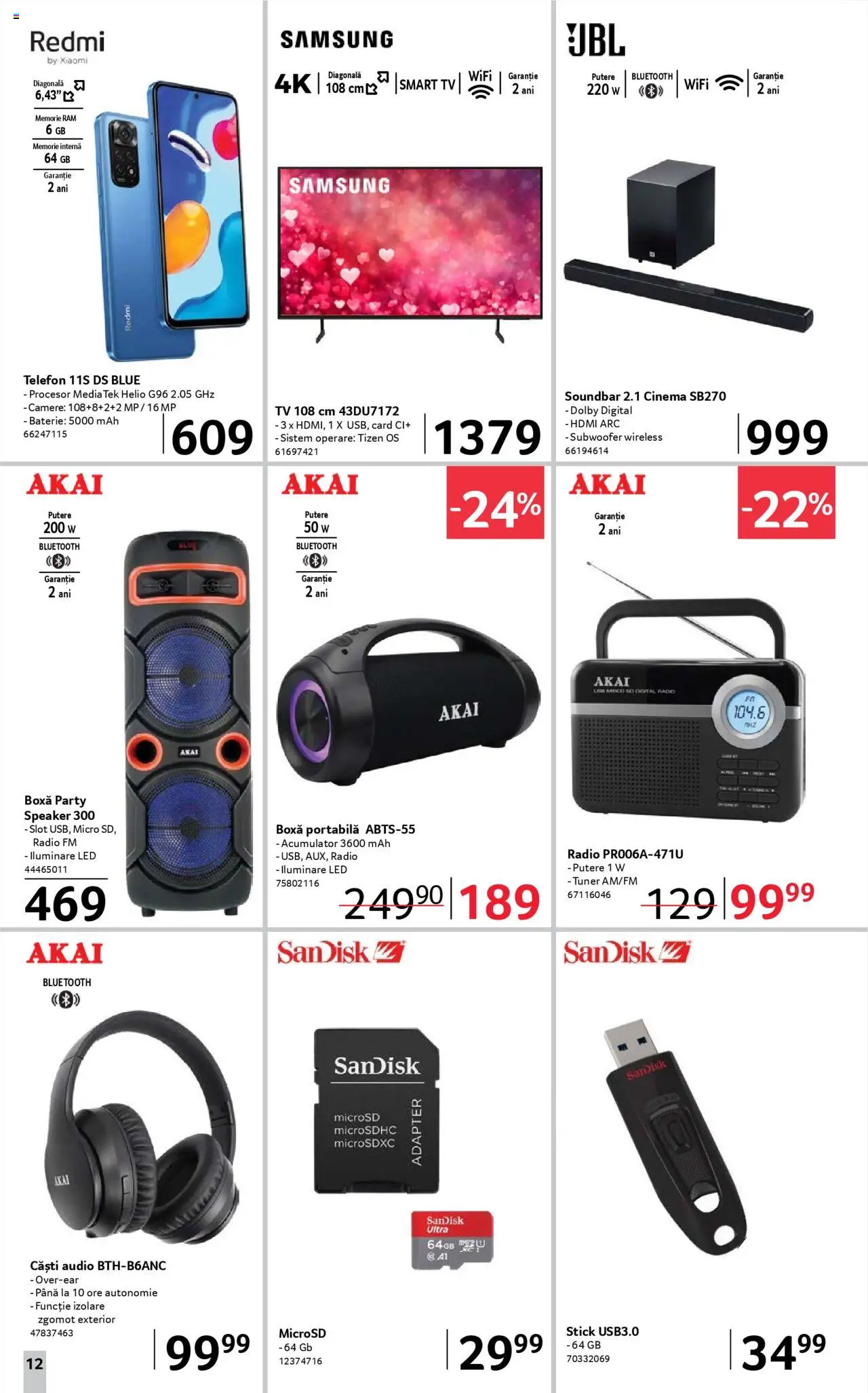 Catalog Selgros 4 - 17 Aprilie 2025 | Pagina 12 | Produse: Audio, Radio, Baterie, Boxă portabilă