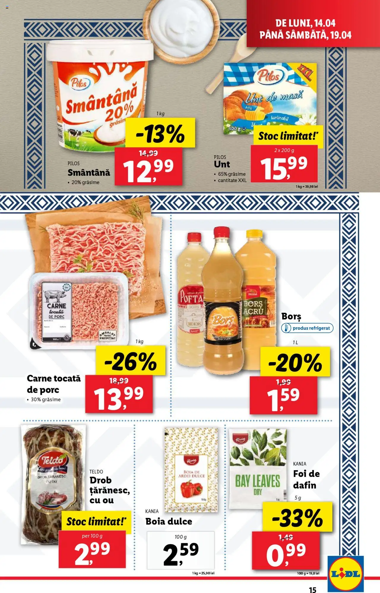 Catalog LIDL 14 - 19 Aprilie 2025 | Pagina 15 | Produse: Toplar, Borș, Ardei, Carne tocată