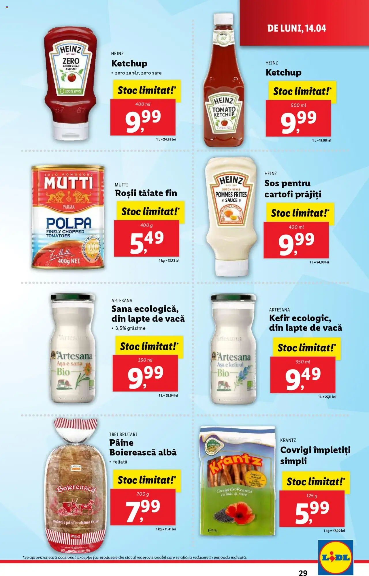 Catalog LIDL 14 - 19 Aprilie 2025 | Pagina 29 | Produse: Delgeç, Pâine, Ketchup, Sare